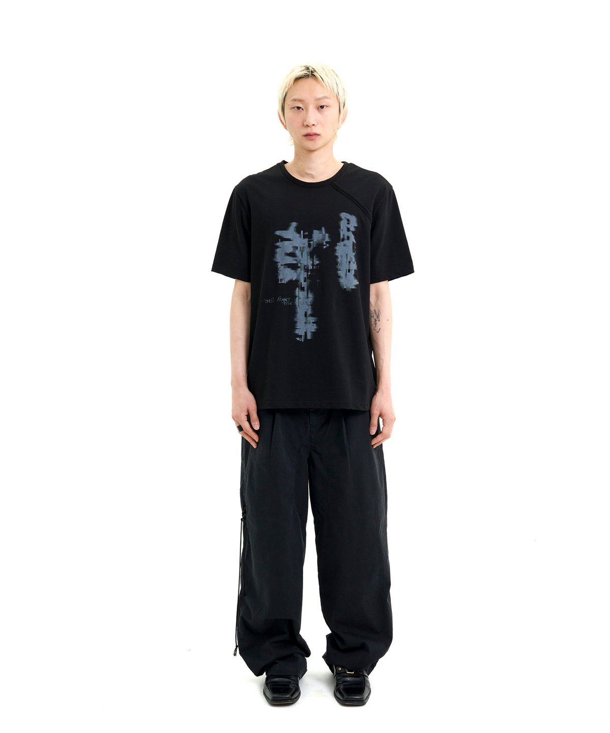 래크로프(LACKROPE) WASHED DRAWSTRING TROUSERS - BLACK