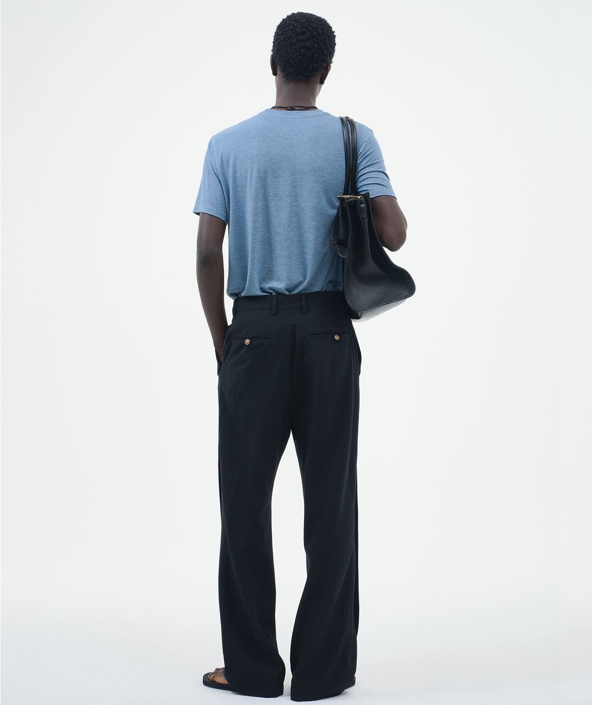 포커페이스(POKERFACE) TWO PLEATED FLAP PANTS BLACK STRIPE
