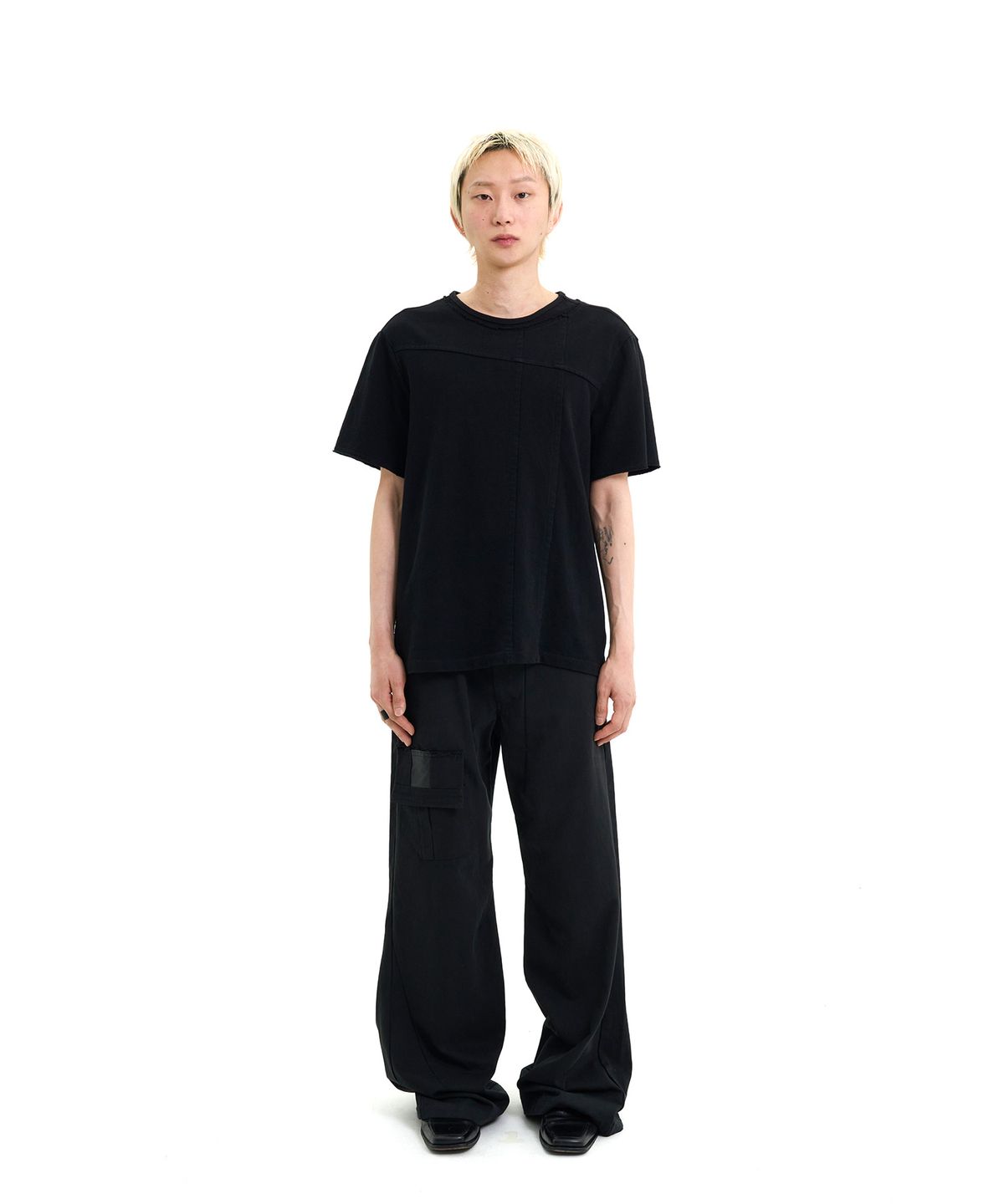 래크로프(LACKROPE) CARGO FLARED TROUSERS - BLACK