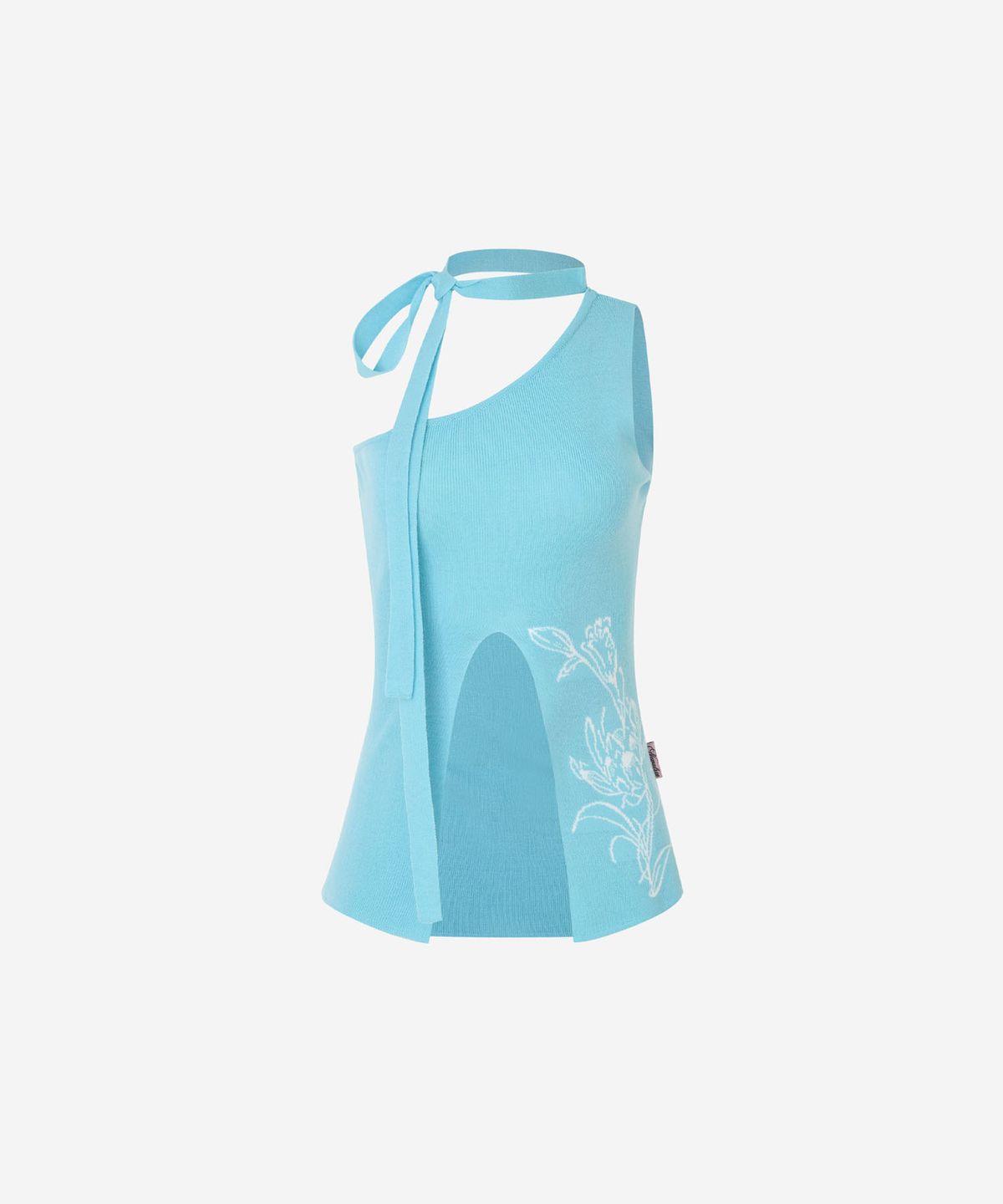 뉴얼린(NEWALRIN) Ruby flower one shoulder sleeveless knit Aqua Blue