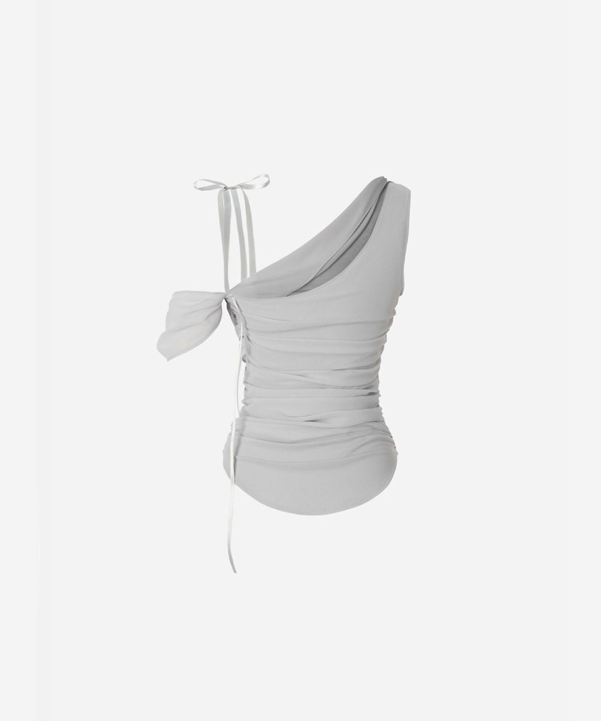 뉴얼린(NEWALRIN) Glow Chiffon Shirred Sleeveless Blouse Light Gray