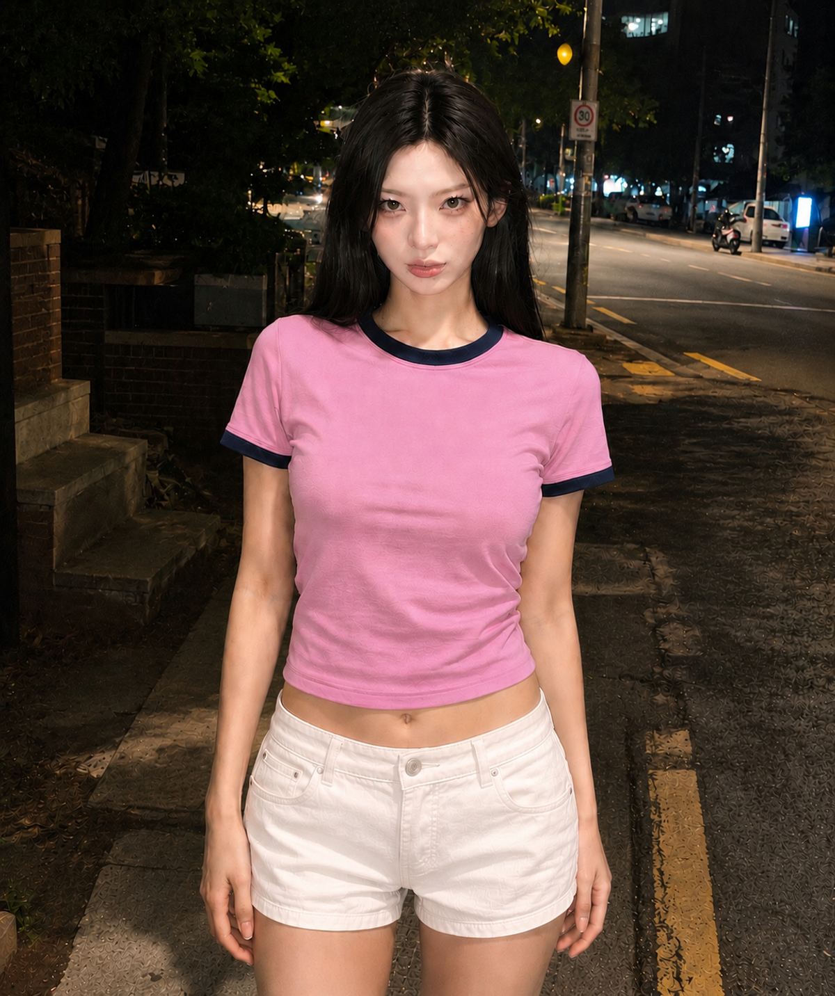 에이던엠(ADERNM) DAILY CROP RINGER T-SHIRTS (PINK)