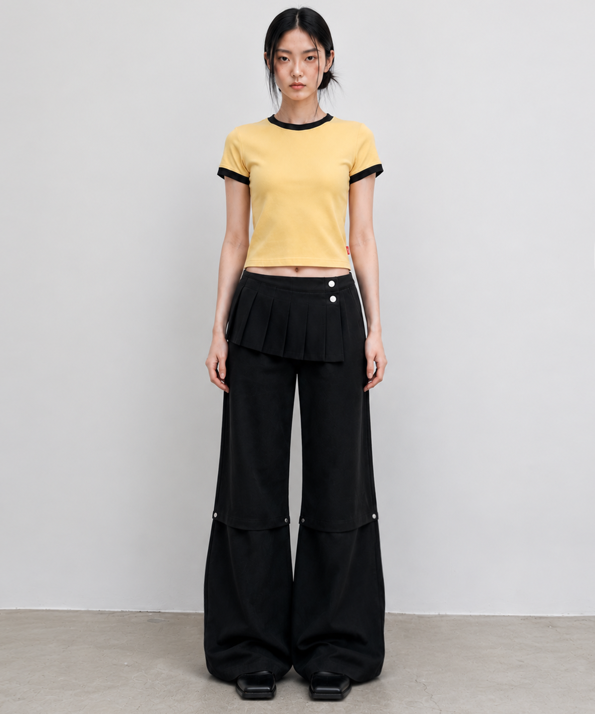 에이던엠(ADERNM) DAILY CROP RINGER T-SHIRTS (YELLOW)