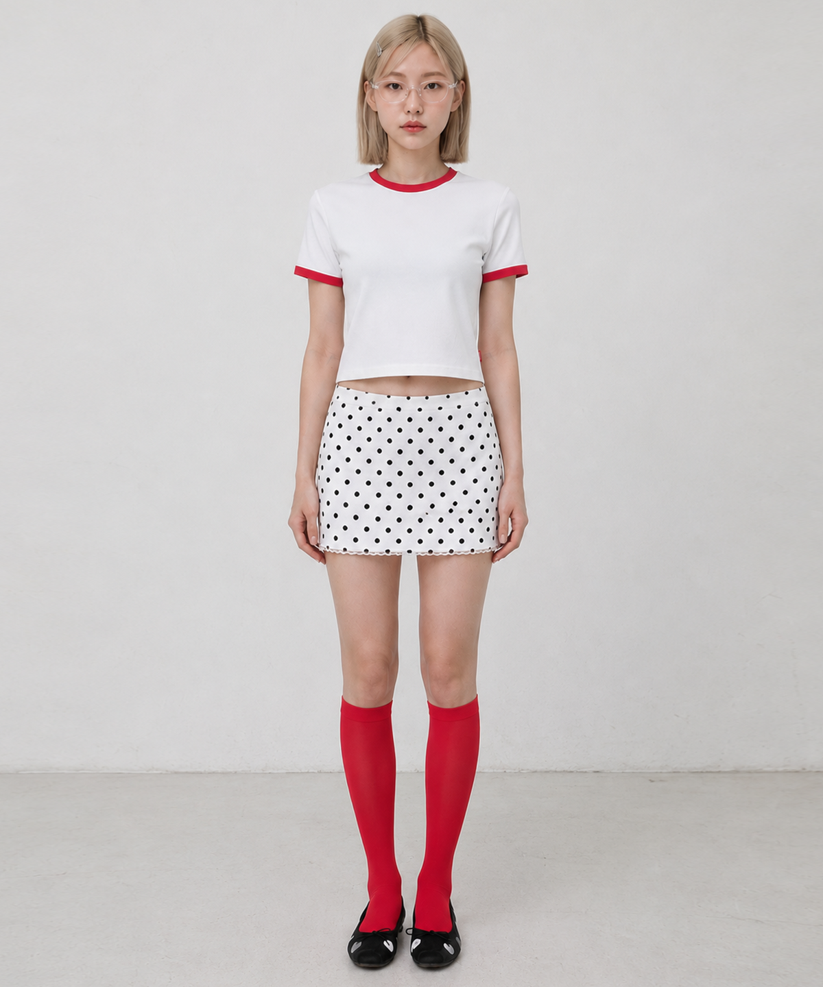 에이던엠(ADERNM) DAILY CROP RINGER T-SHIRTS (WHITE)