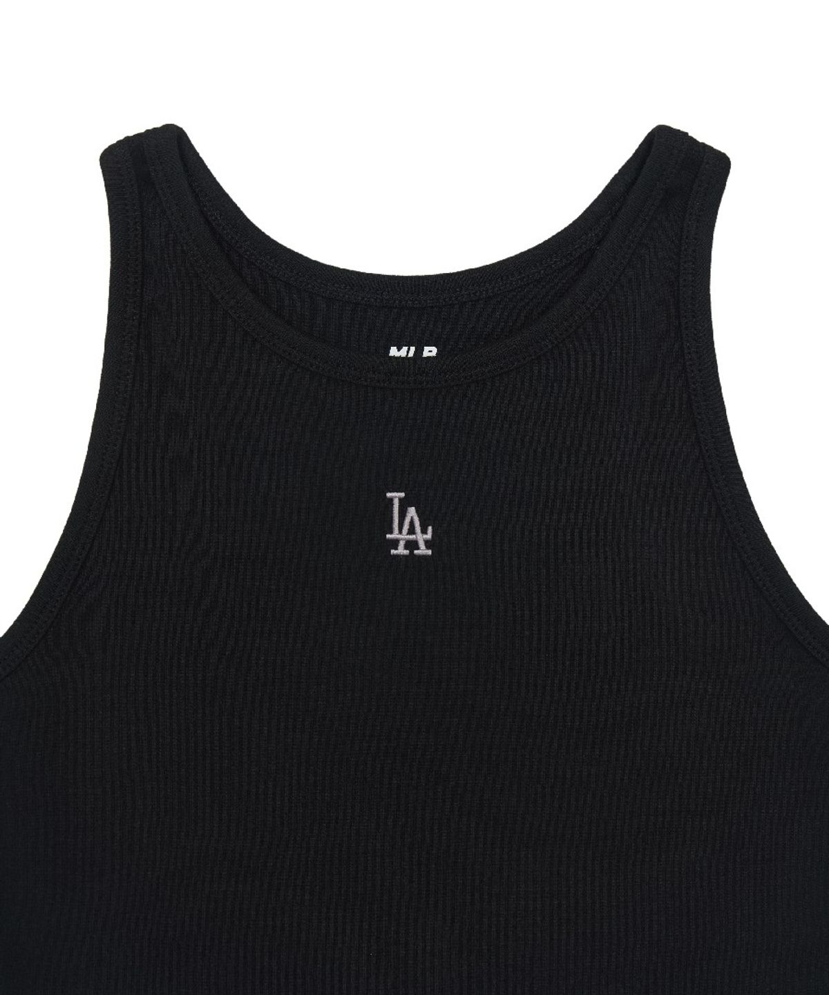 엠엘비(MLB) 여성 베이직 스몰로고 슬림 크롭 나시 티셔츠 LA (Black)