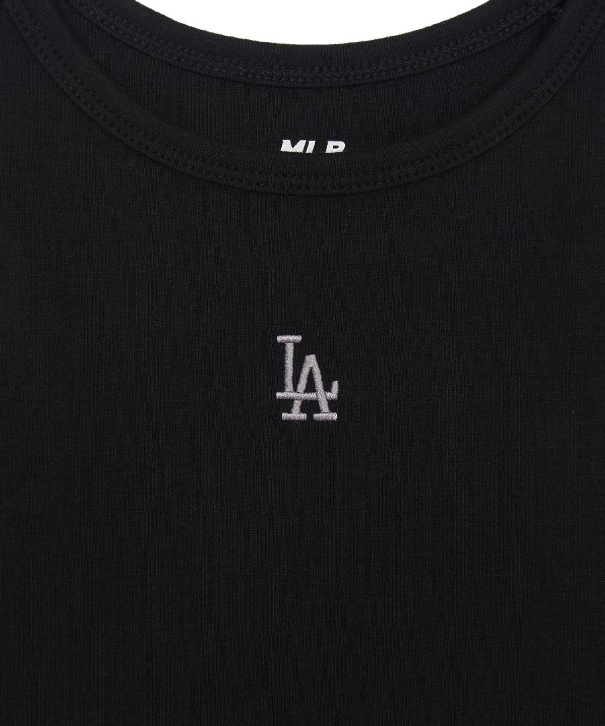 엠엘비(MLB) 여성 베이직 스몰로고 슬림 크롭 나시 티셔츠 LA (Black)