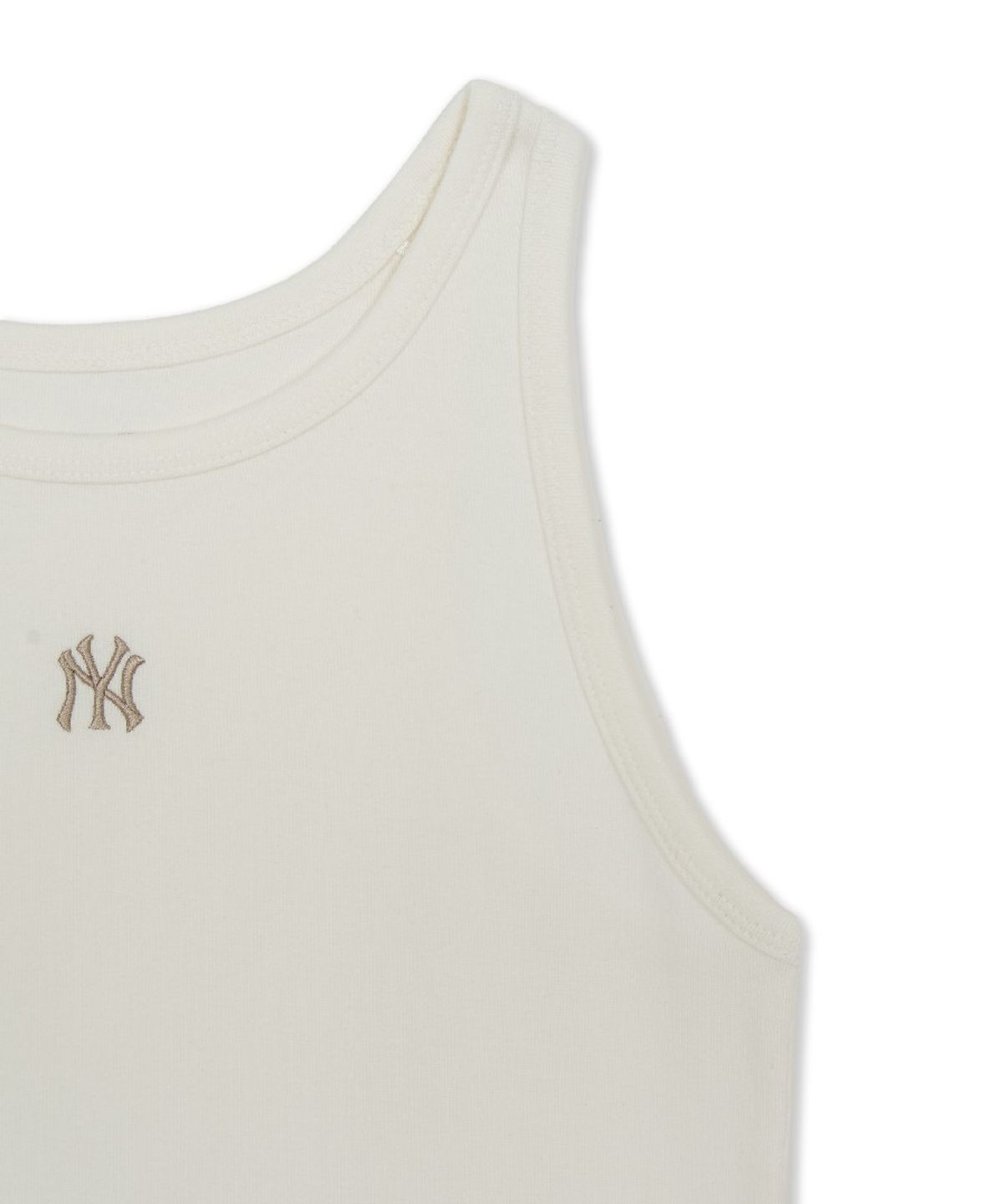 엠엘비(MLB) 여성 베이직 스몰로고 슬림 크롭 나시 티셔츠 NY (Cream)