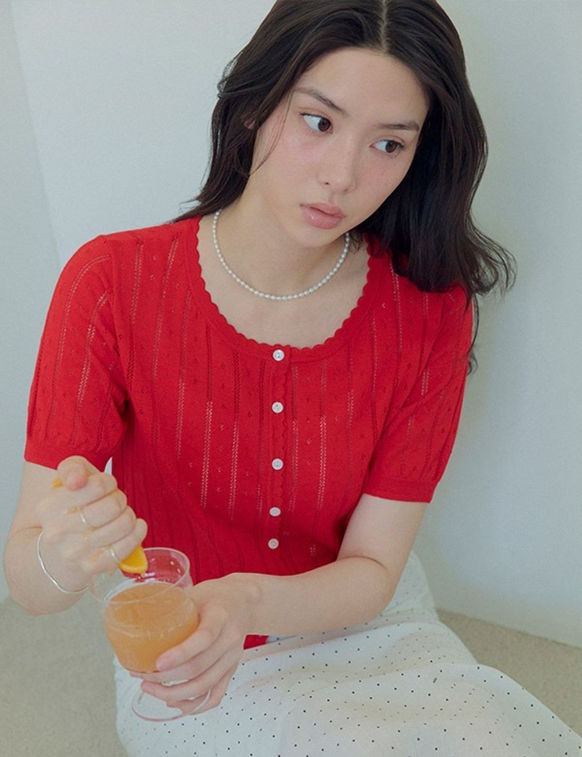 로엠(ROEM) RE 반팔 스칼럽 가디건 (RMCKG26R13) RMCKG37R14