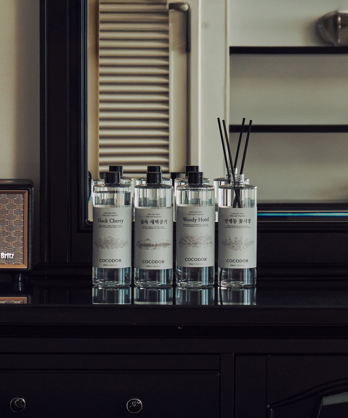 코코도르(COCODOR) 디퓨저 리필액 500ml X 4개 + 리드스틱(33cm/4mm/블랙) X 2개