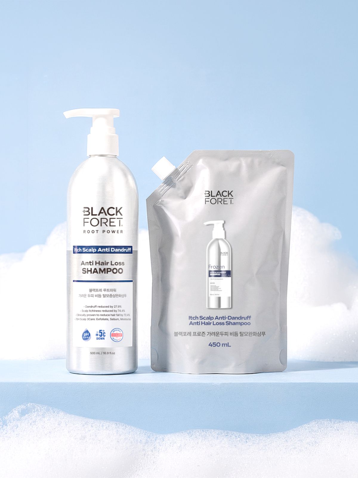 블랙포레(BLACKFORET) [탈모증상완화]루트파워 샴푸 500ml + 450ml 구성 (쿨&딥클린/가려움비듬케어)