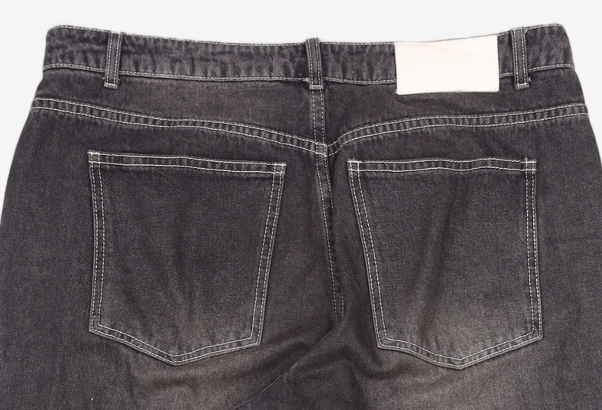 세컨모놀로그(SECONDMONO) 빈티지 와이드 워크 데님 팬츠 블랙_SEPT027BLACK 34