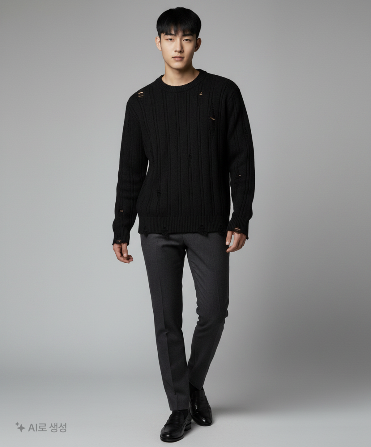 엠엠지엘(MMGL) DISTRESSED SWEATER (BLACK) 2