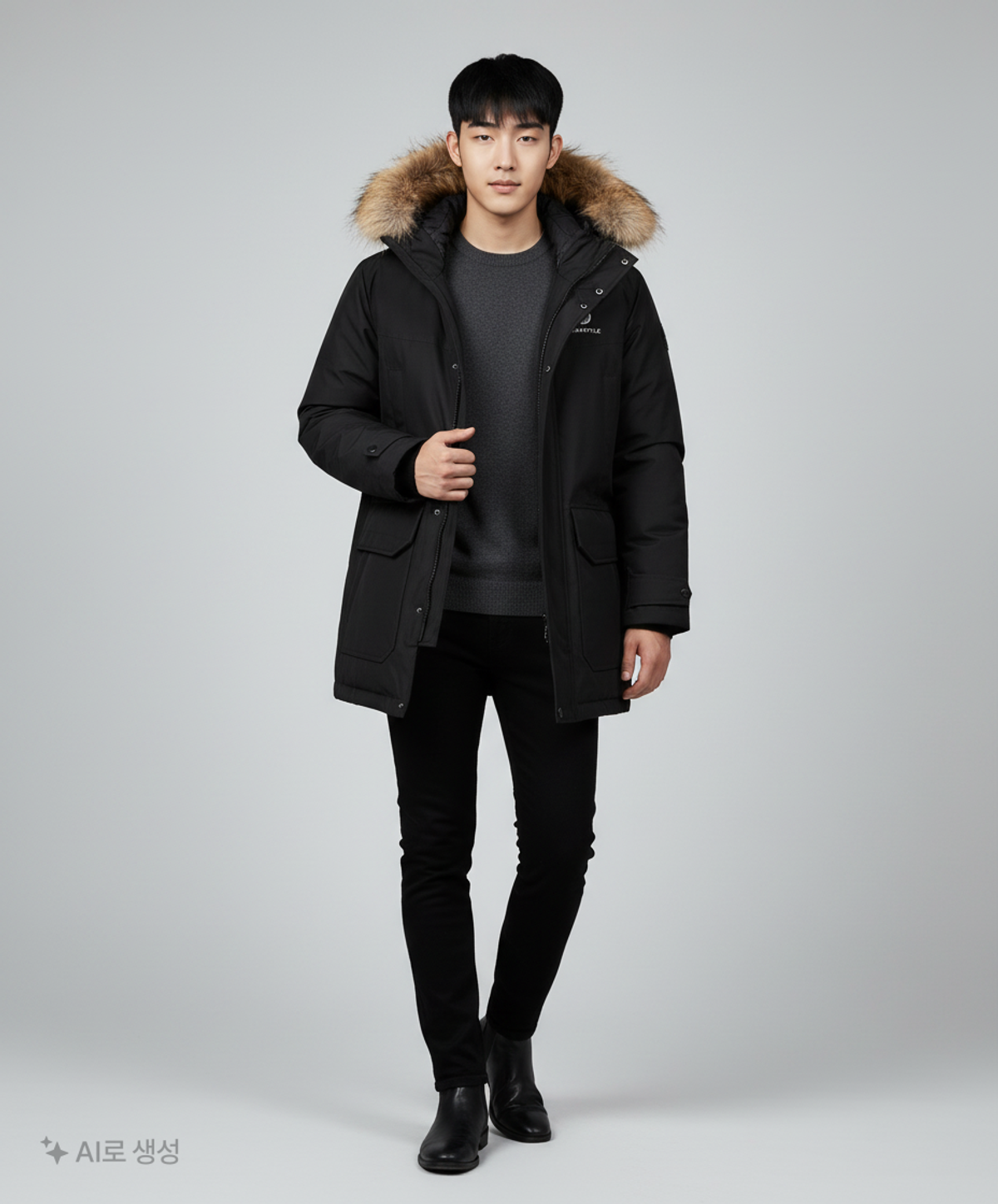 빈폴아웃도어(BEANPOLE OUTDOOR) Unisex 블랙 윈드스토퍼 폴라 구스다운 90