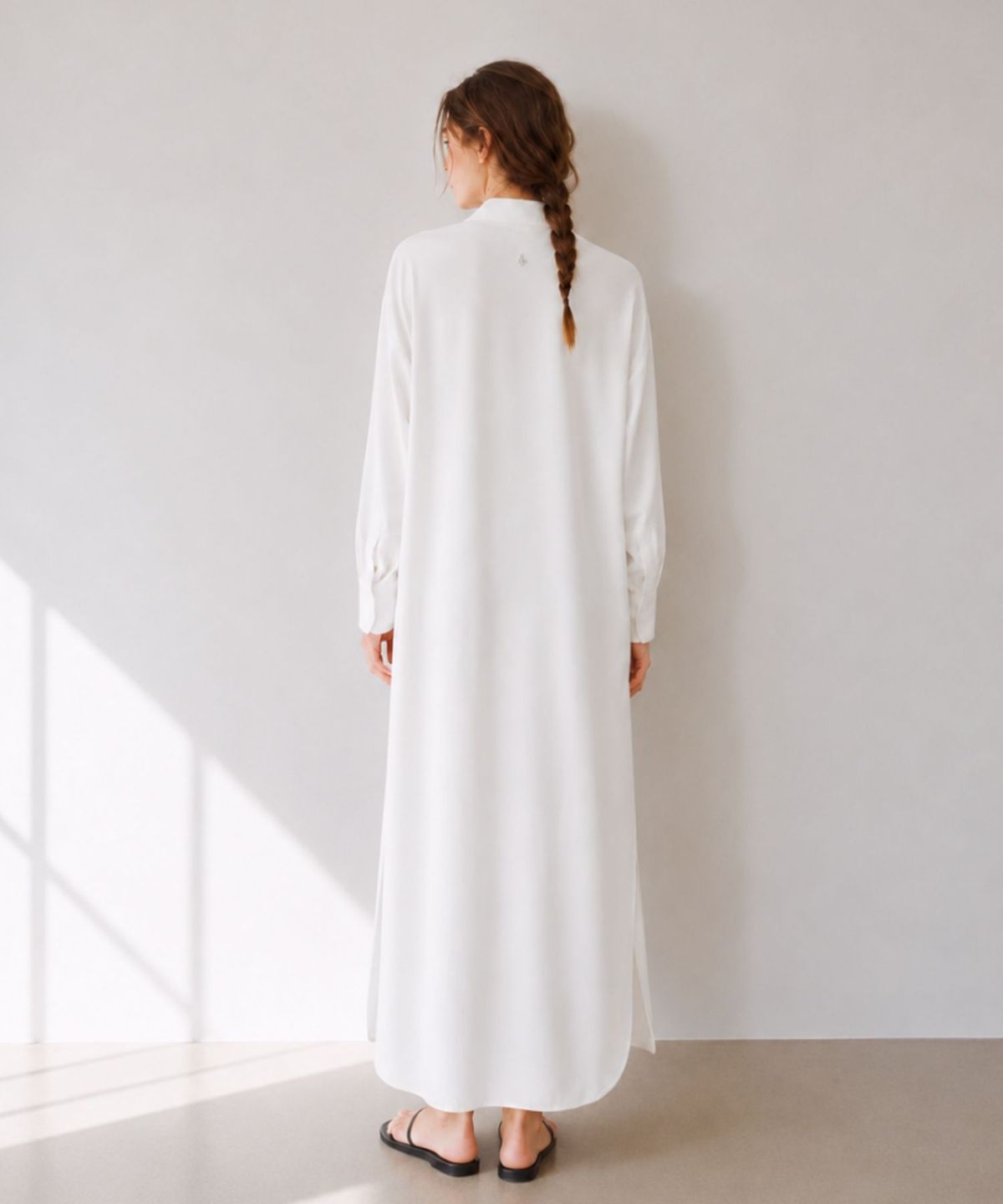 블랙크러쉬(BLACRUSH) Cooling Silky Long Shirt Dress / 퓨어화이트