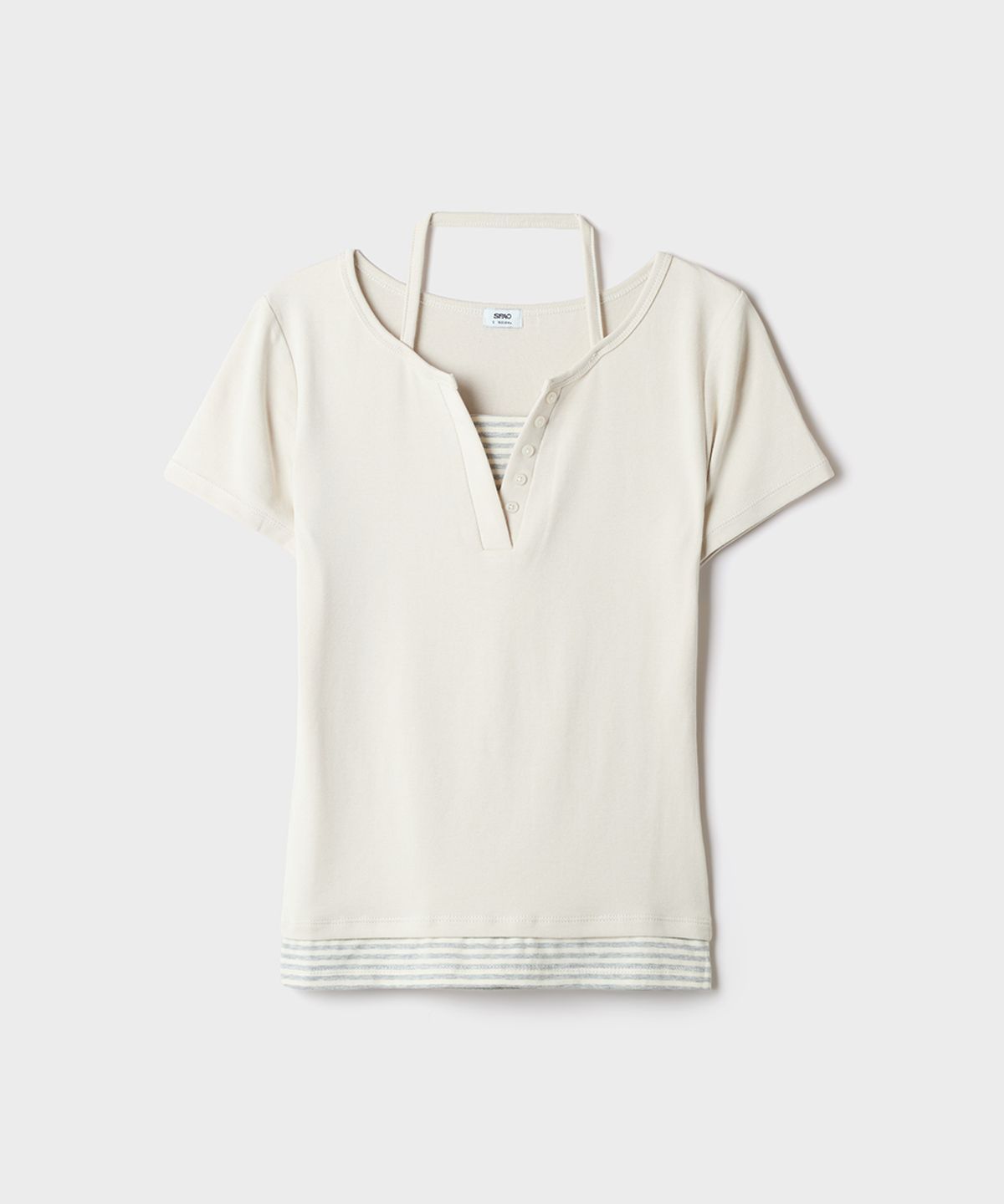 스파오(SPAO) 스트라이프 레이어드 반팔티 (RE)_SPRWG37G32