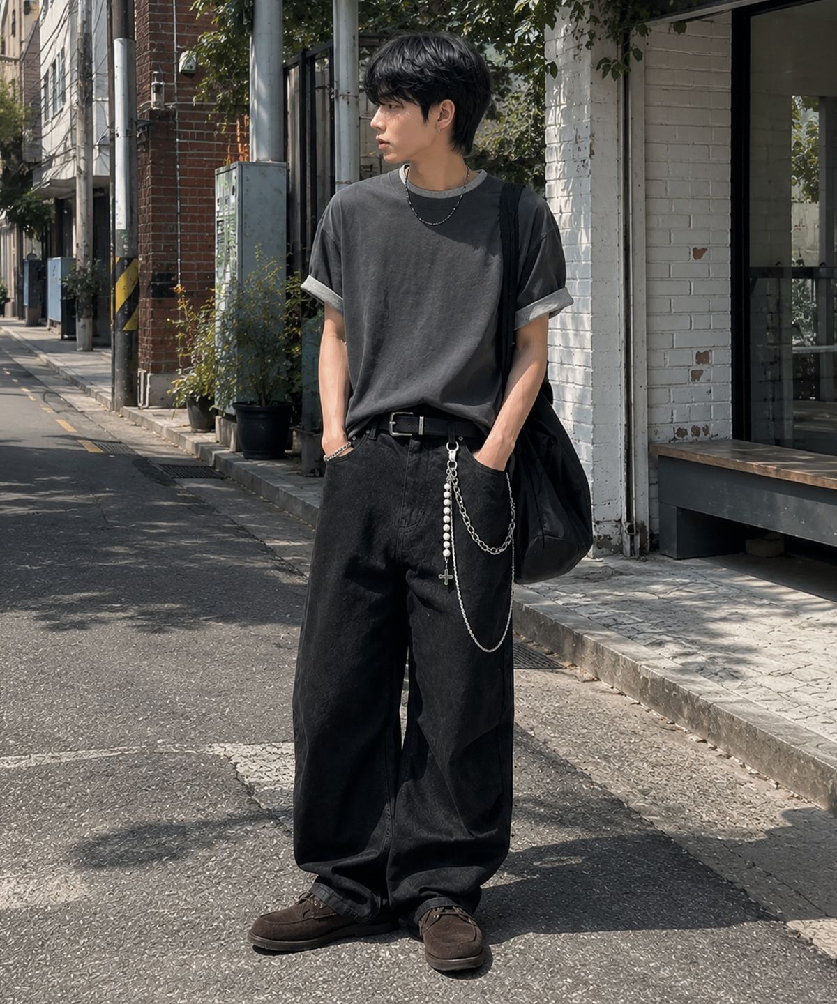 필루미네이트(FILLUMINATE) 데일리 롤업 레이어드 크롭 티셔츠-3Color