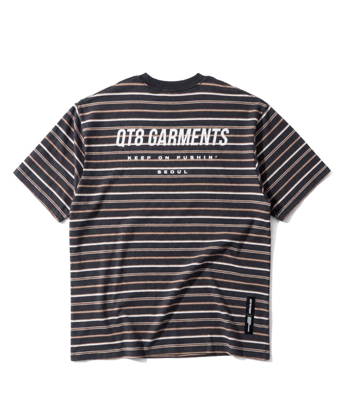 큐티에잇 가먼츠(QT8 GARMENTS) LB Stripe Simple Logo Washed Tee (Charcoal)