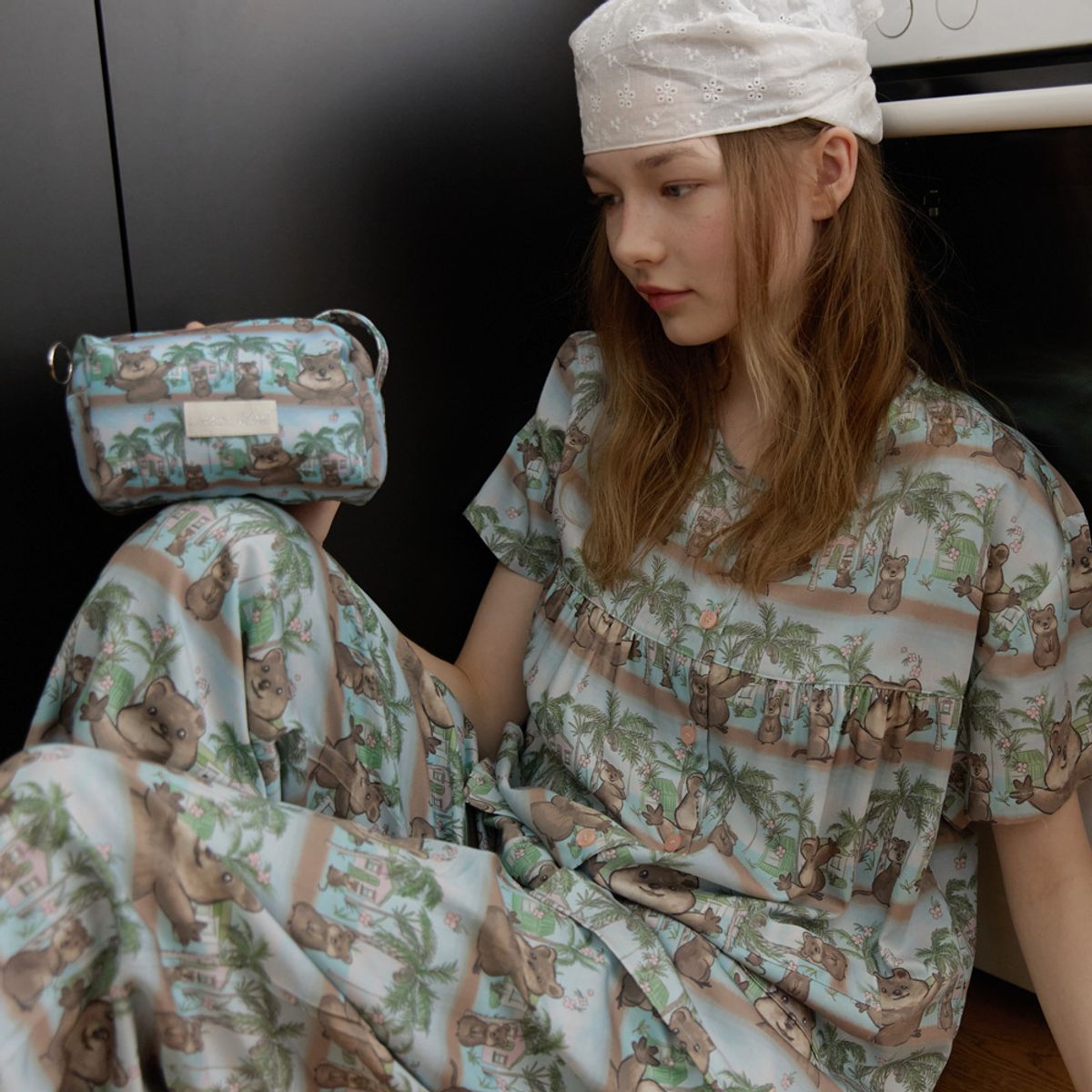 뮤즈무드(MUSEMOOD) [라운드넥/면모달] Quokka Day summer pajama 잠옷