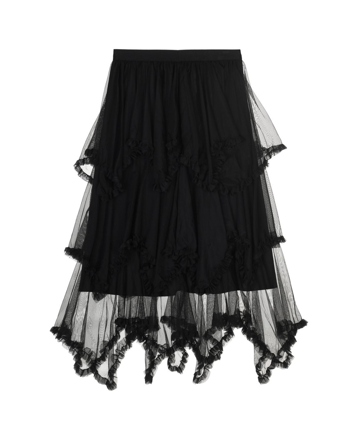 닉앤니콜(NICK&NICOLE) LAYERED FRILL TULLE LONG SKIRT_BLACK