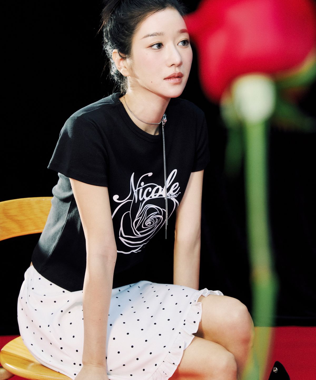 닉앤니콜(NICK&NICOLE) DOT RUFFLE MIDI SKIRT_IVORY