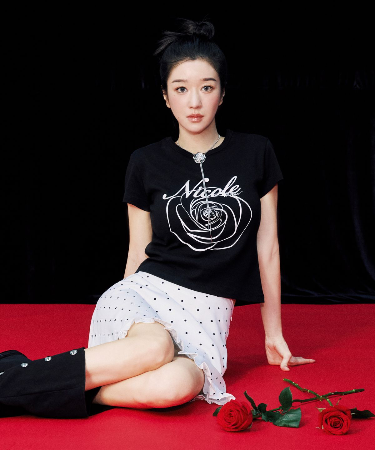 닉앤니콜(NICK&NICOLE) DOT RUFFLE MIDI SKIRT_IVORY