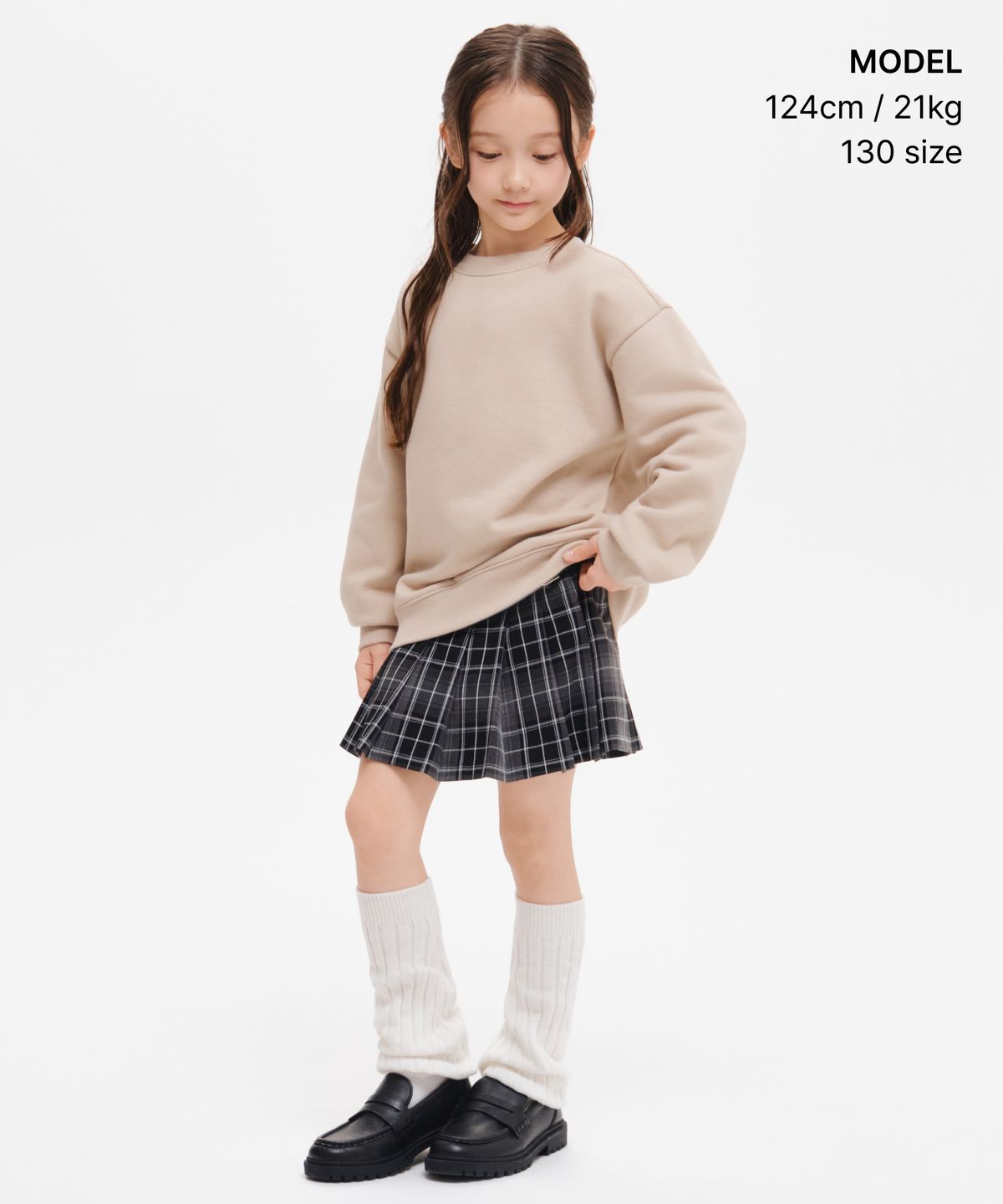 무신사 스탠다드 키즈(MUSINSA STANDARD KIDS) 걸즈 체크 버클 플리츠 미니 스커트 [블랙]