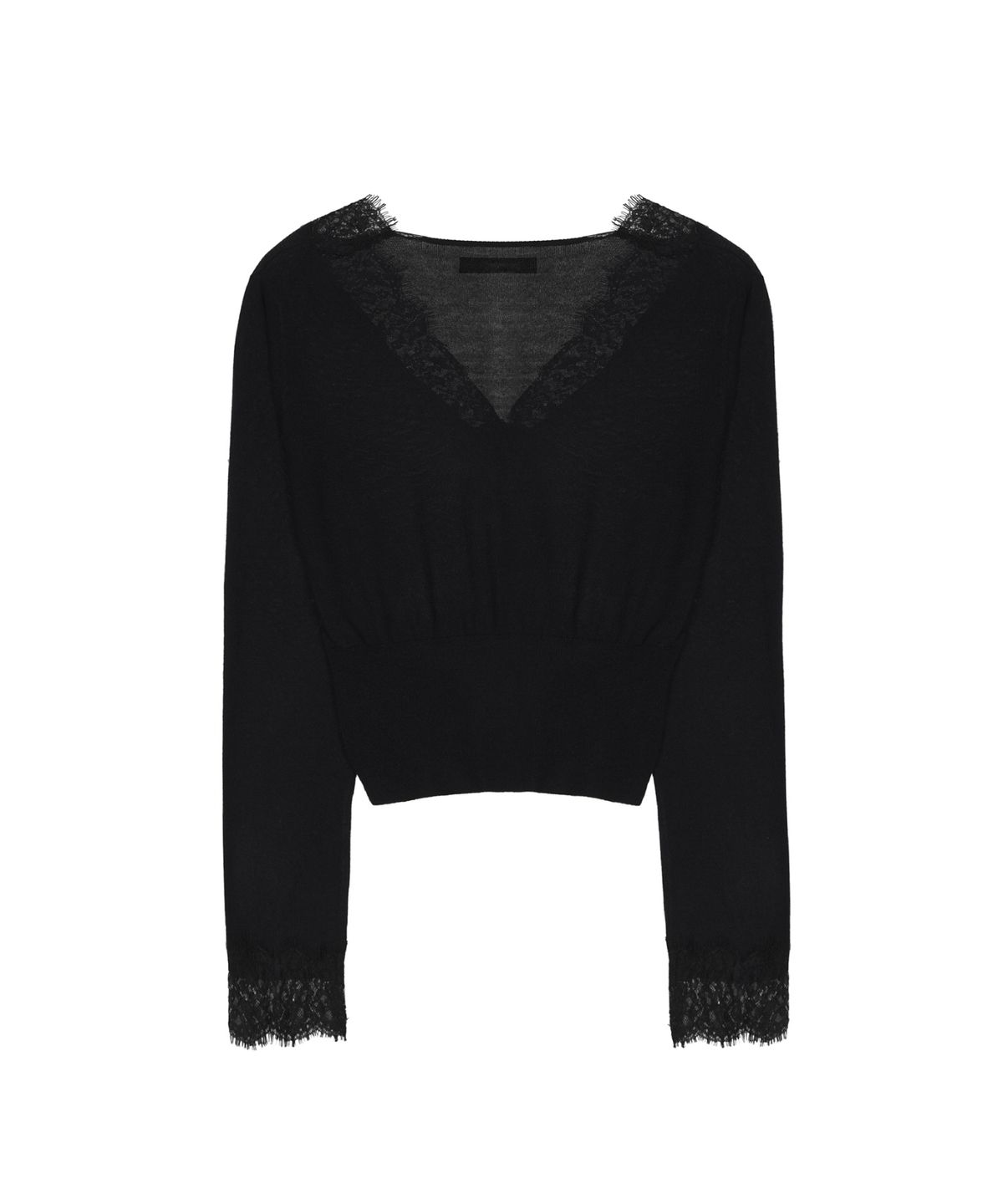 닉앤니콜(NICK&NICOLE) LACE V-NECK KNIT CARDIGAN TOP_BLACK