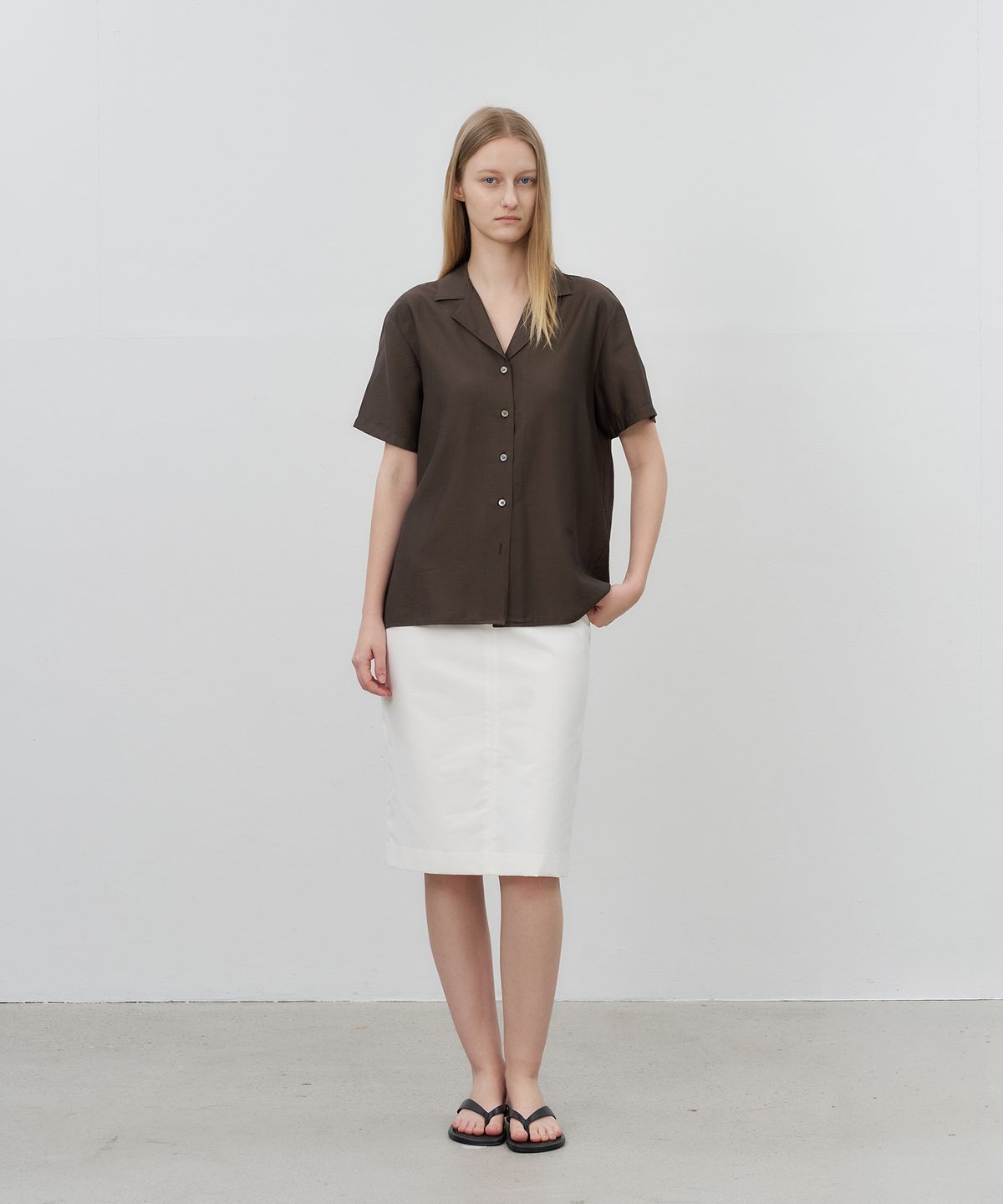 로트(LOTE) Fluid Open Collar Shirt_2 Color