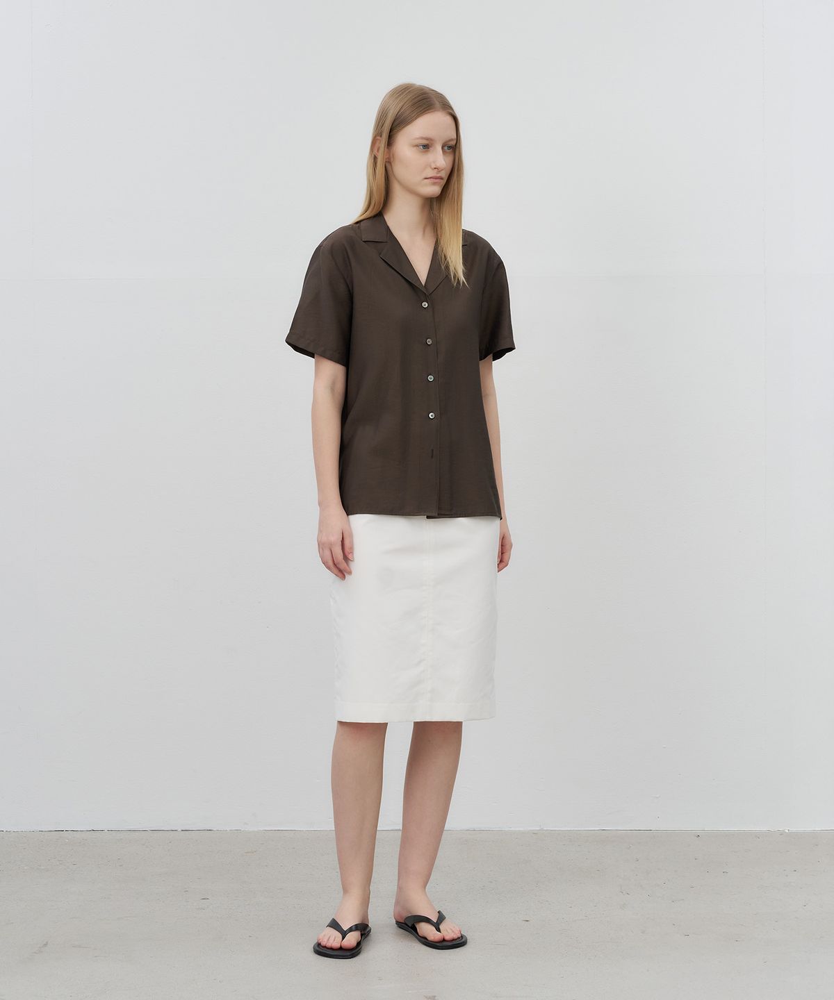 로트(LOTE) Fluid Open Collar Shirt_2 Color