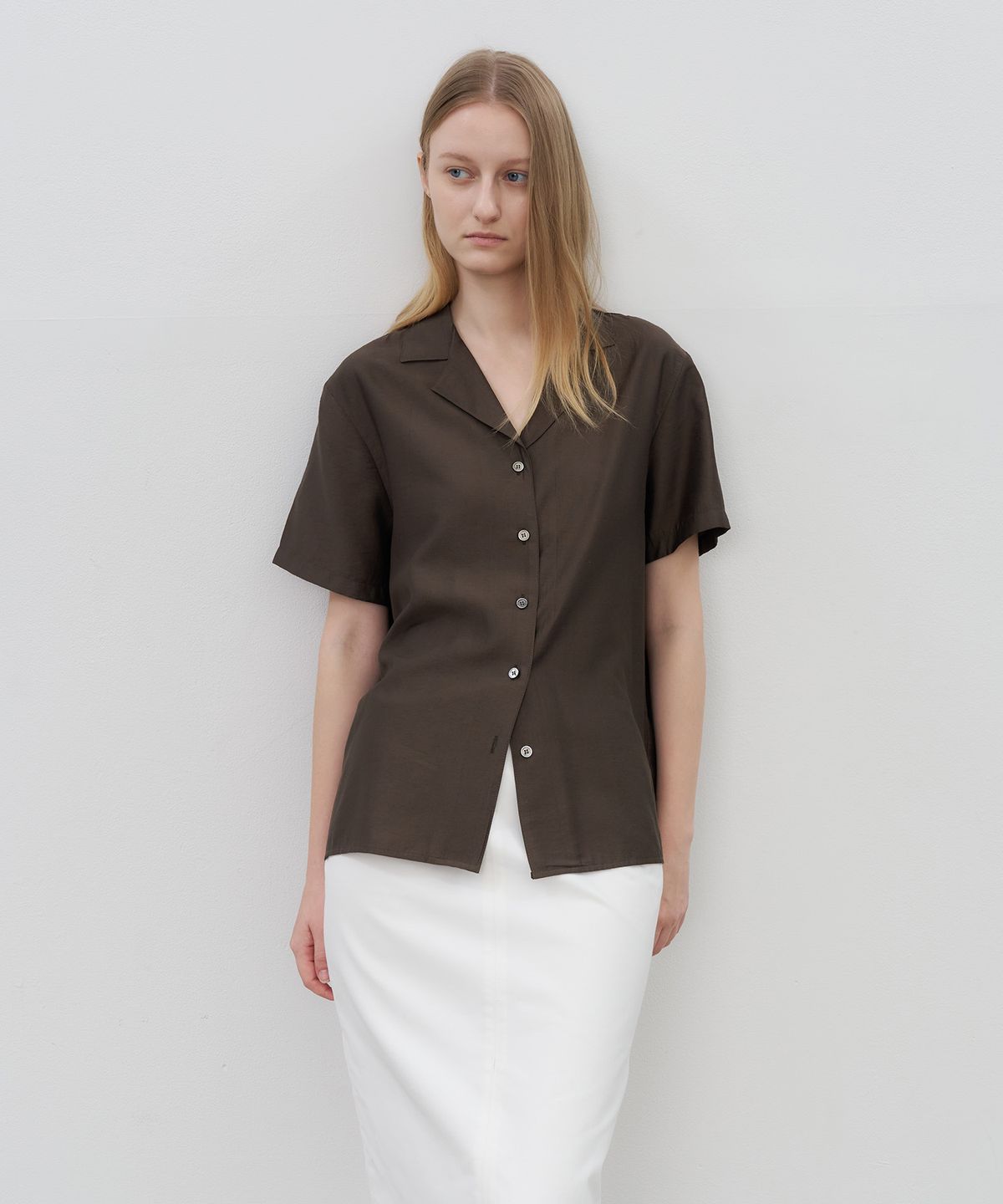 로트(LOTE) Fluid Open Collar Shirt_2 Color