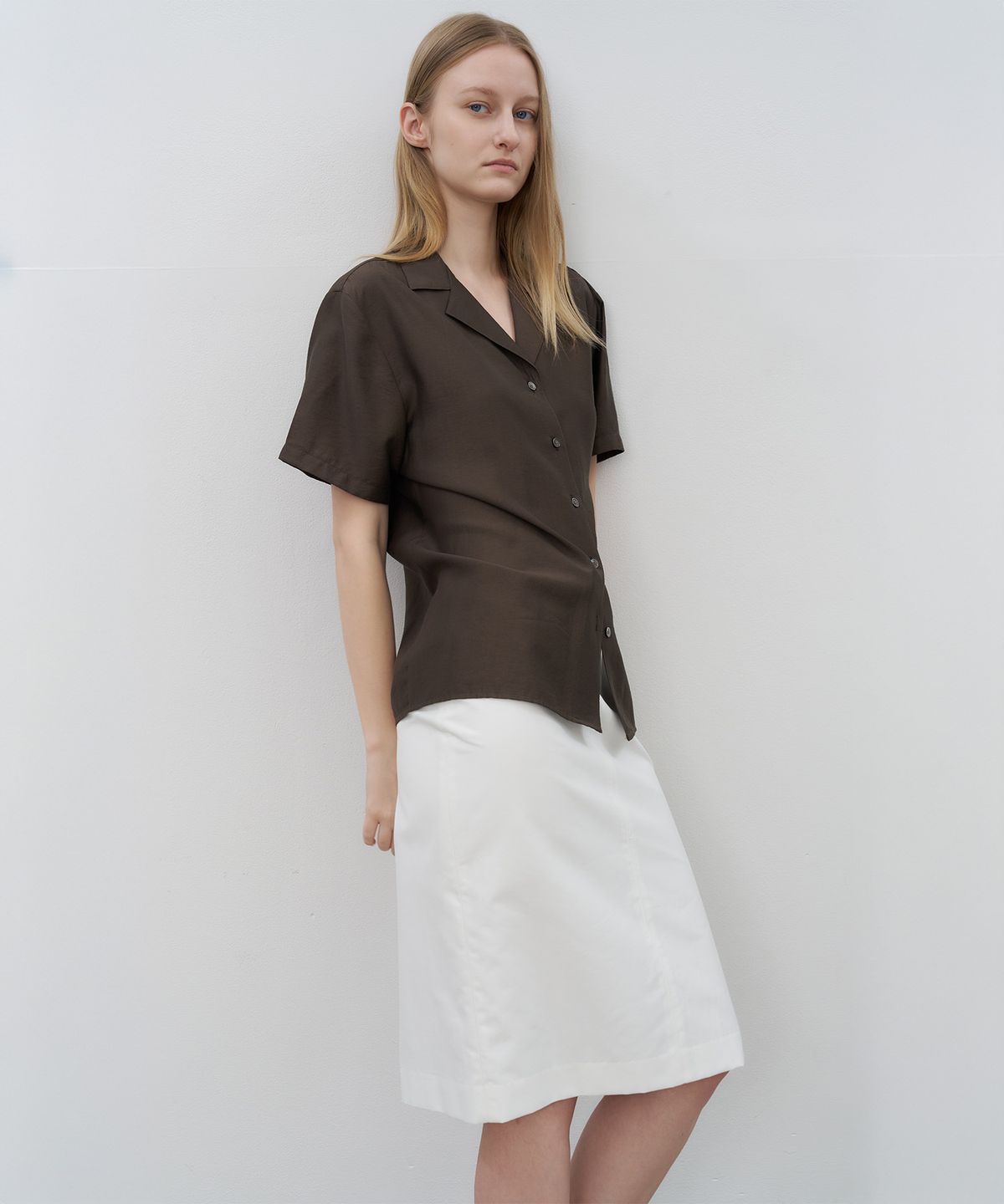 로트(LOTE) Fluid Open Collar Shirt_2 Color
