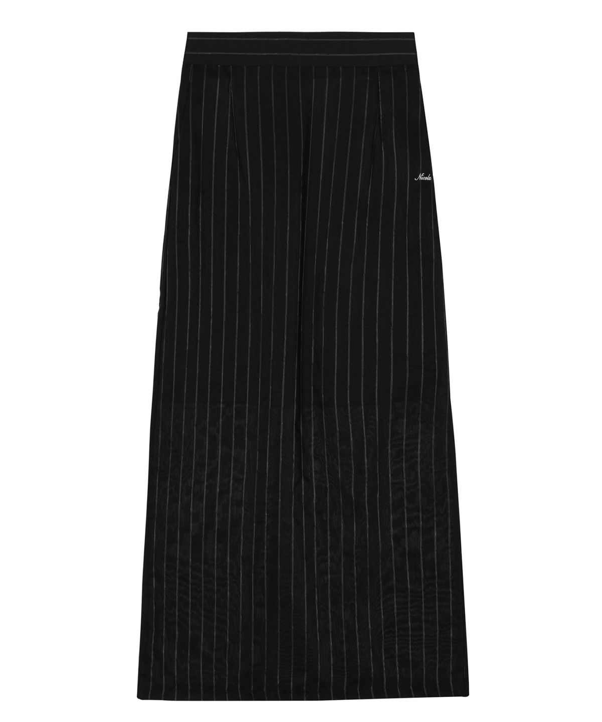 닉앤니콜(NICK&NICOLE) LINEN STRIPE LONG SKIRT_BLACK