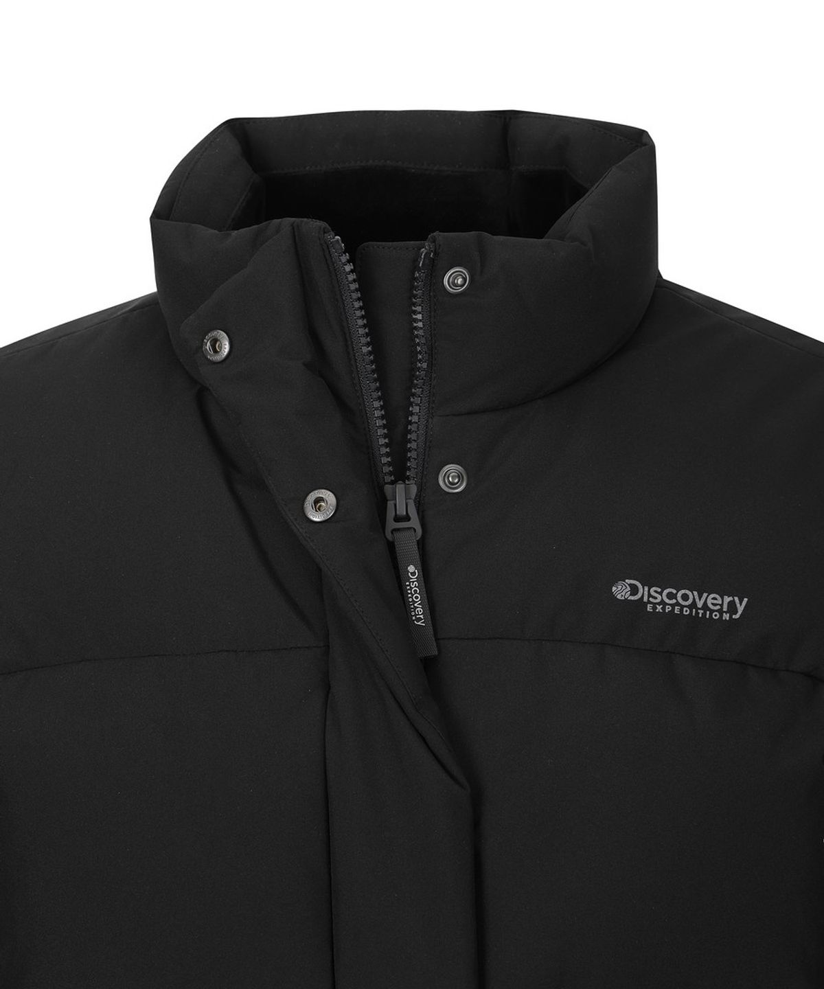 디스커버리 익스페디션(DISCOVERY EXPEDITION) 여성 레스터G 하이넥 구스다운 숏패딩 (BLACK)