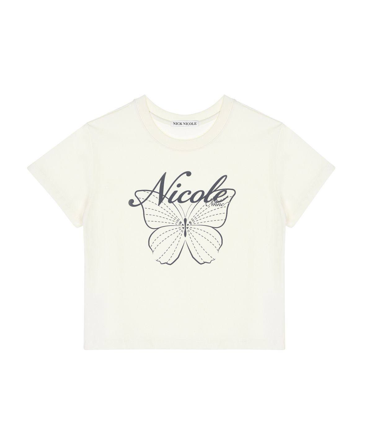 닉앤니콜(NICK&NICOLE) NICOLE BUTTERFLY CROP TOP_CREAM CHARCOAL