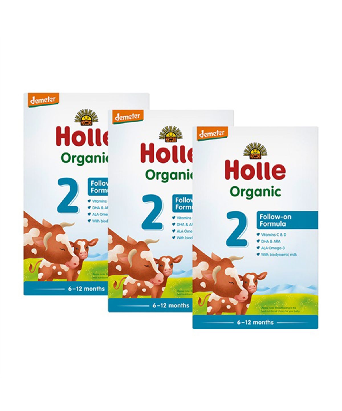 홀레(HOLLE) [홀레] 유기농 분유 2단계 3개 세트 (6~12개월) 500g, 3개