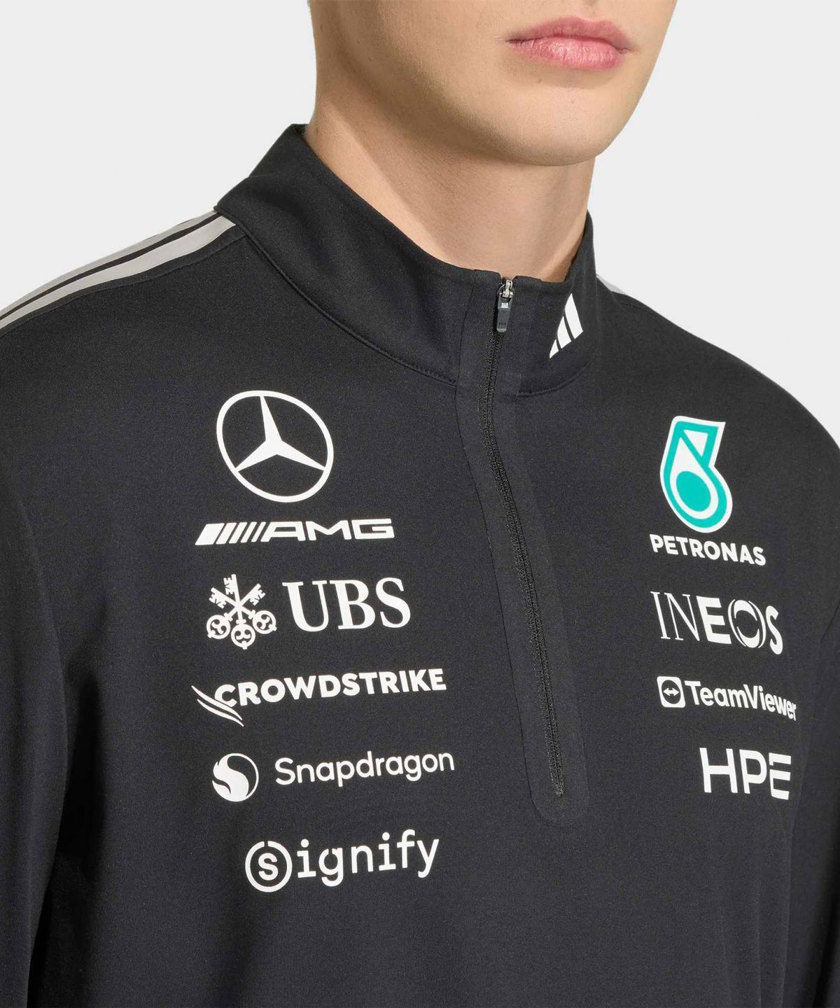 아디다스(ADIDAS) 메르세데스 - AMG F1 팀 엔지니어 쿼터 집 스웨트셔츠 - 블랙 / KT3872