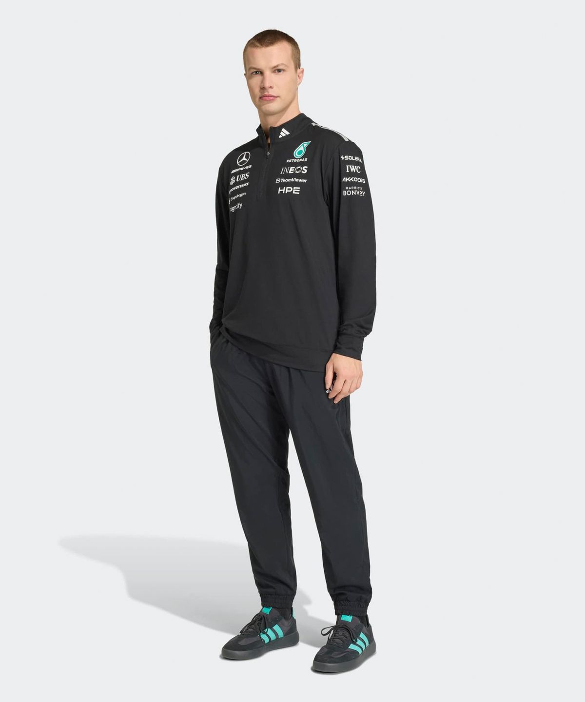 아디다스(ADIDAS) 메르세데스 - AMG F1 팀 엔지니어 쿼터 집 스웨트셔츠 - 블랙 / KT3872