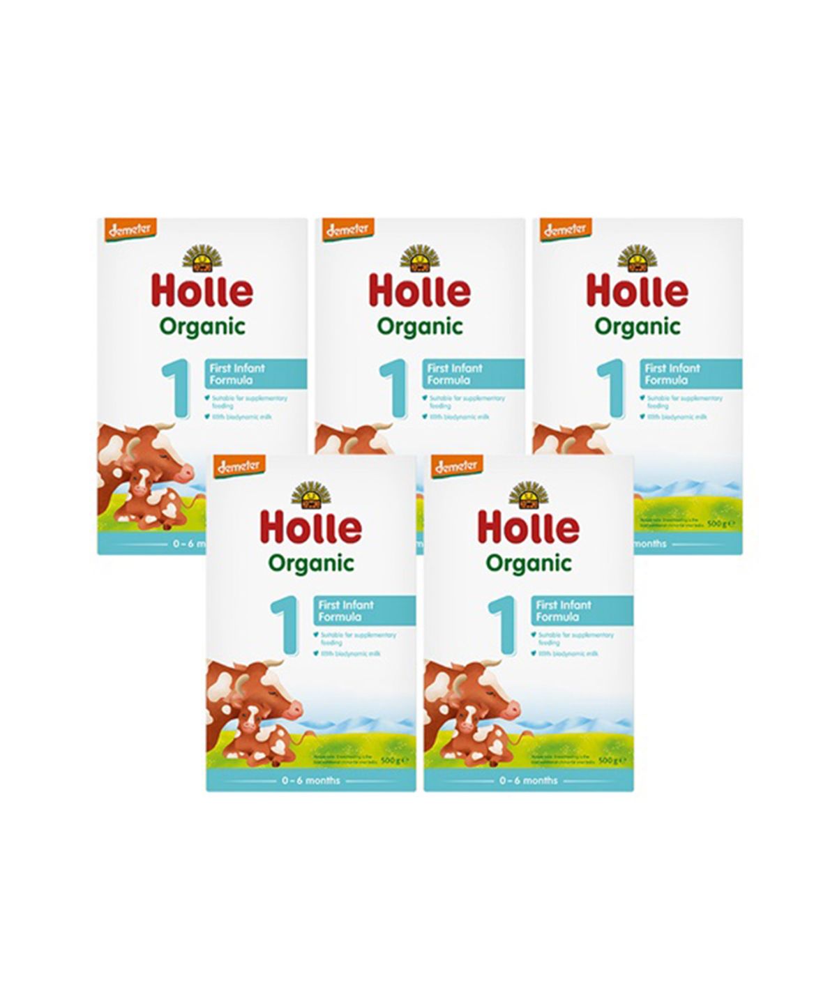홀레(HOLLE) [홀레] 유기농 분유 1단계 5개 세트 (0~6개월) 500g, 5개