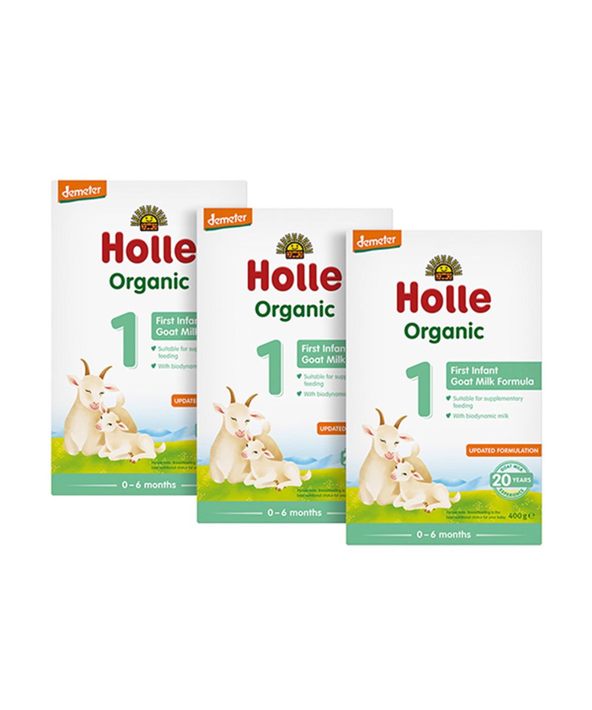 홀레(HOLLE) [홀레] 유기농 산양분유 1단계 3개세트 (0~6개월) 400g, 3개