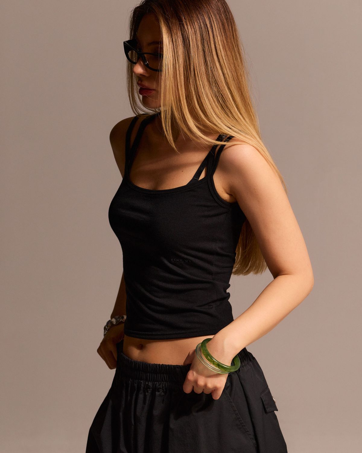 쿨시스(COOLSIS) CS DOUBLE CROSS SLEEVELESS-074 (BLACK)