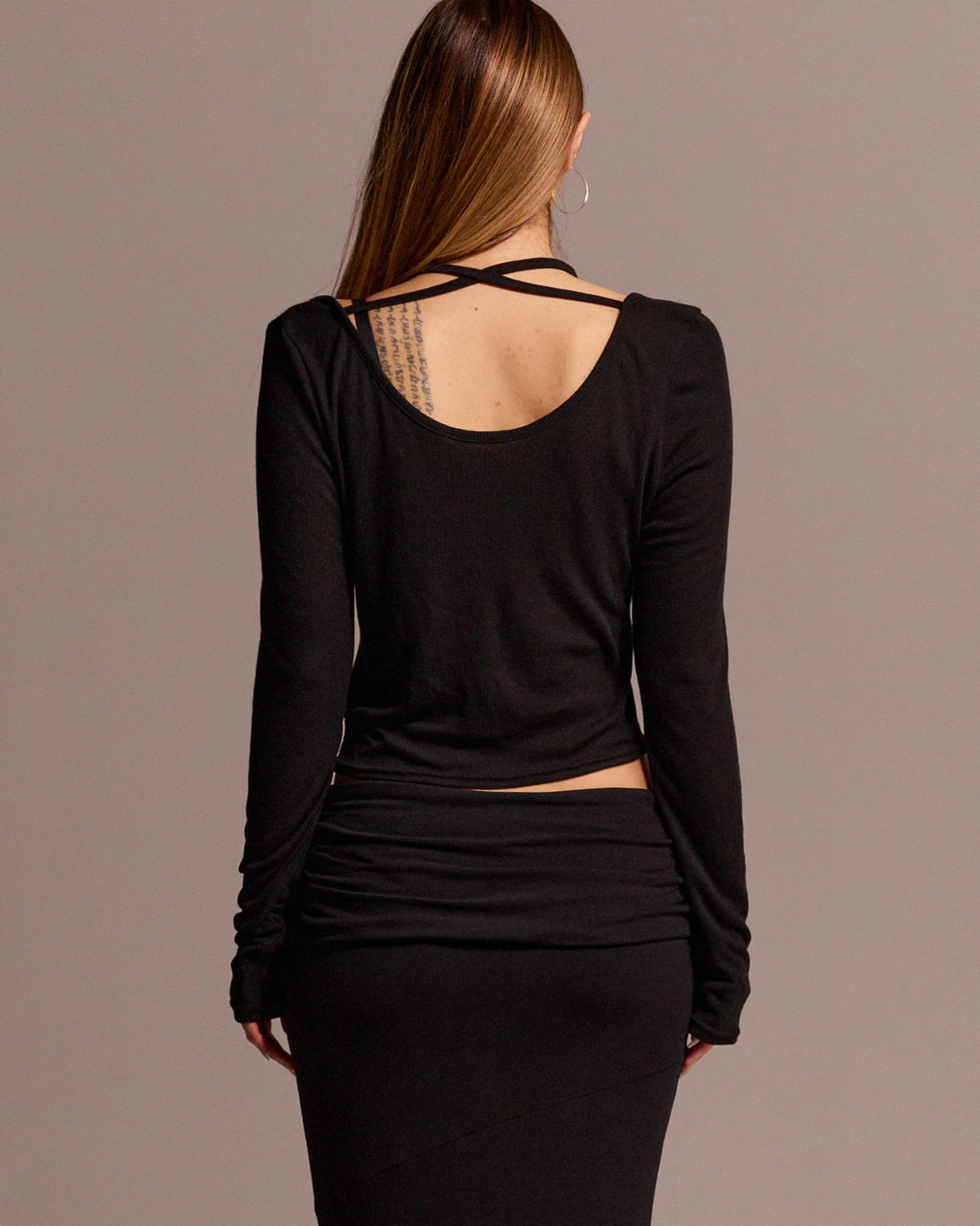 쿨시스(COOLSIS) CS SHIRRING CROP CARDIGAN-028 (BLACK)