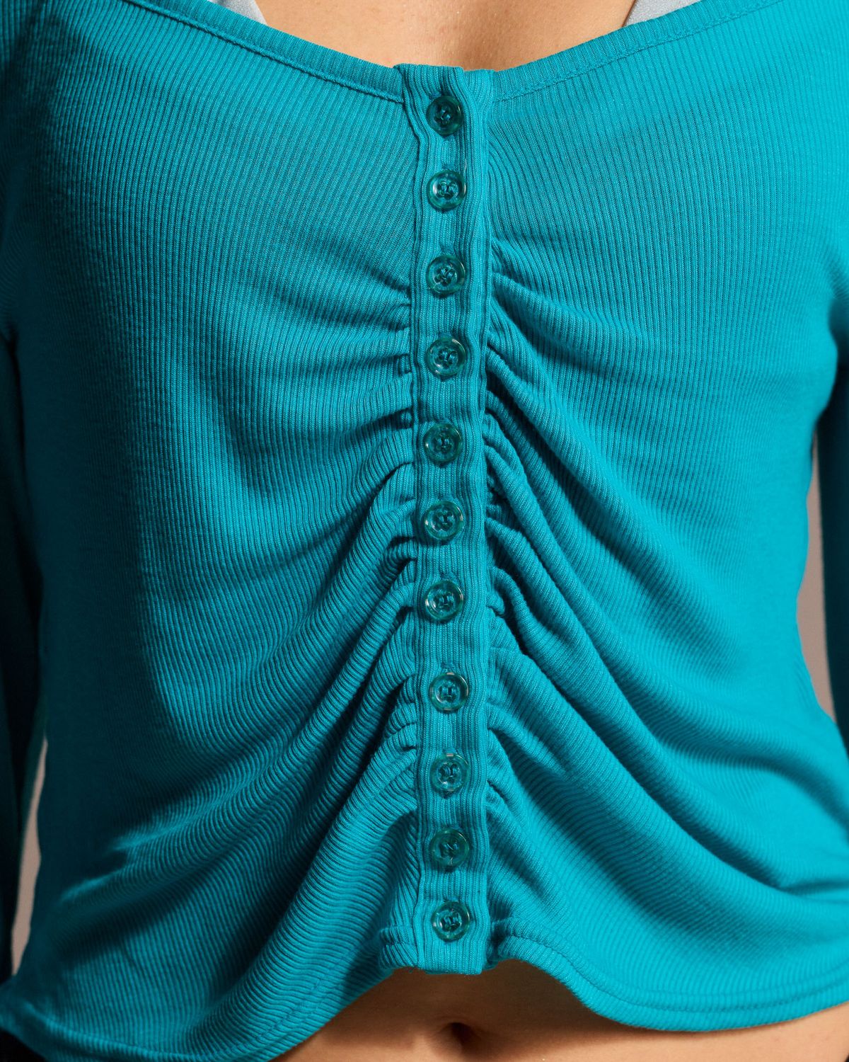 쿨시스(COOLSIS) CS SHIRRING CROP CARDIGAN-028 (BLUE)
