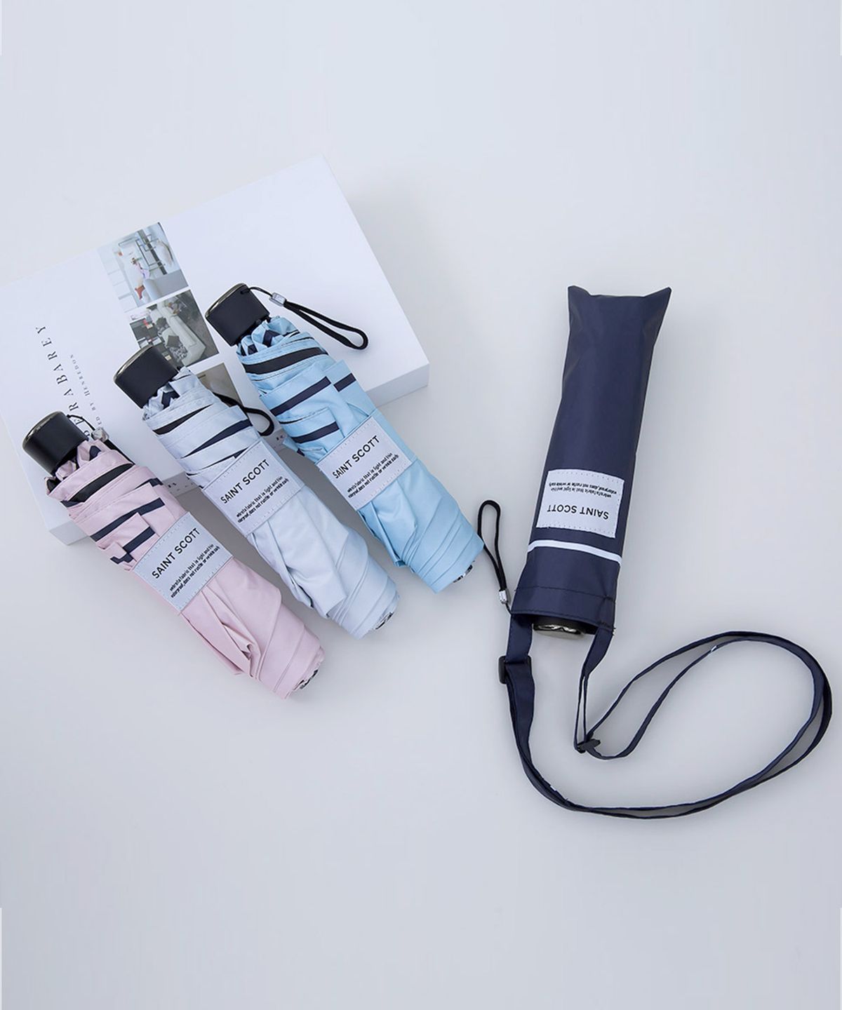 세인트스코트 우산(SAINT SCOTT UMBRELLA) 3단 원라인 스트랩 슬림 암막 양우산 - 4COLOR