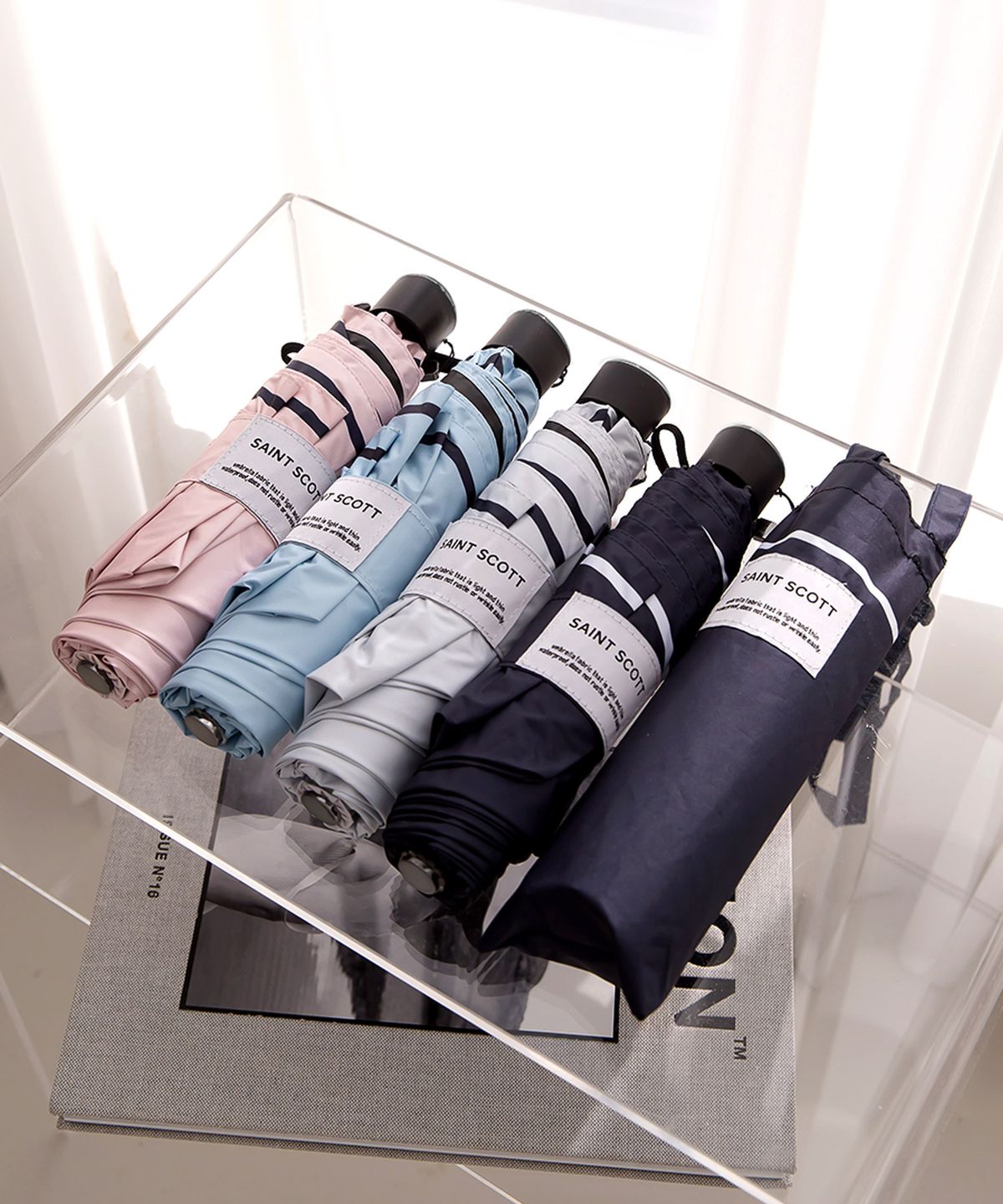 세인트스코트 우산(SAINT SCOTT UMBRELLA) 3단 원라인 스트랩 슬림 암막 양우산 - 4COLOR