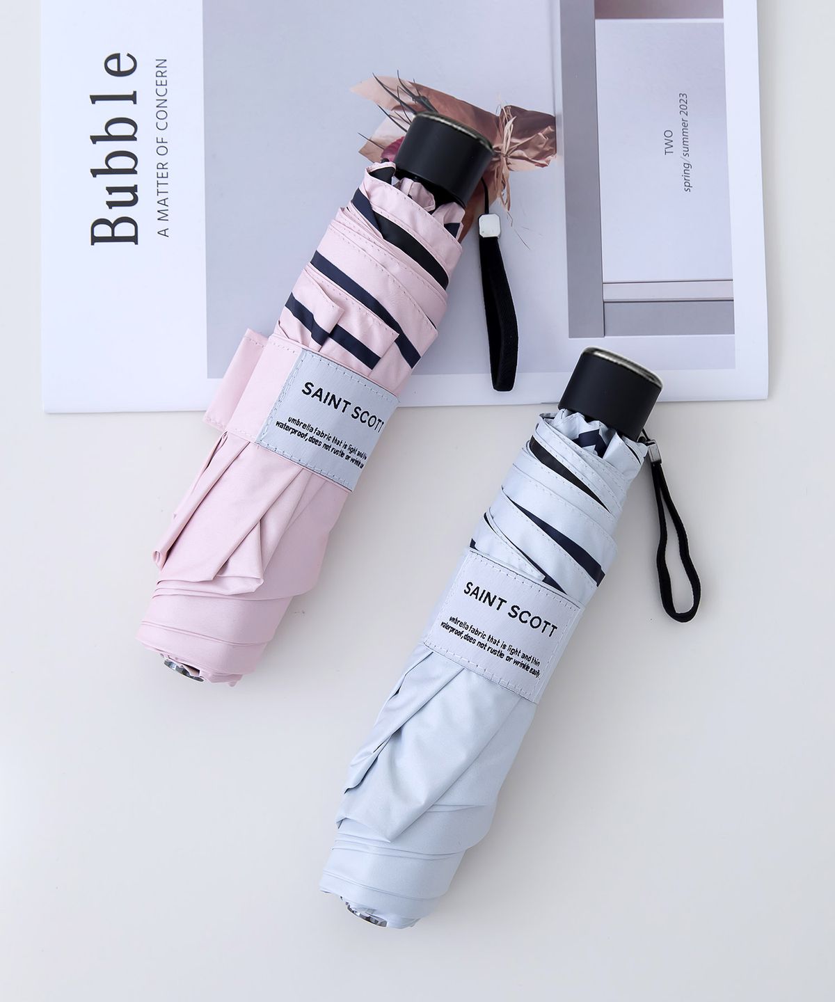 세인트스코트 우산(SAINT SCOTT UMBRELLA) 3단 원라인 스트랩 슬림 암막 양우산 - 4COLOR