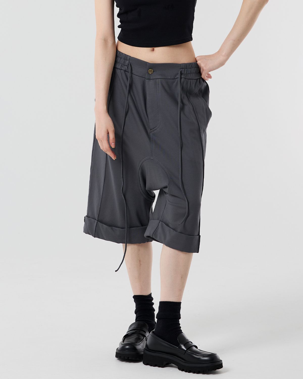 와이쏘씨리얼즈(WHYSOCEREALZ) Short Baggie Trousers - dark grey