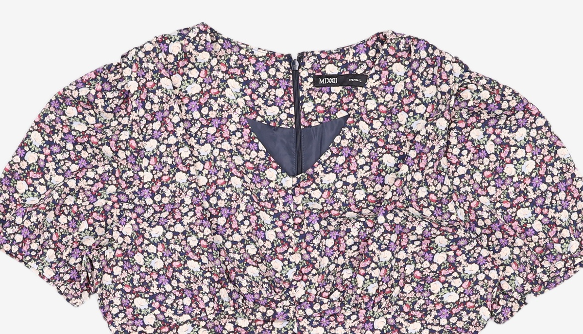 미쏘(MIXXO) 잔꽃패턴 브이넥 미니 원피스 MIWOWB801G L
