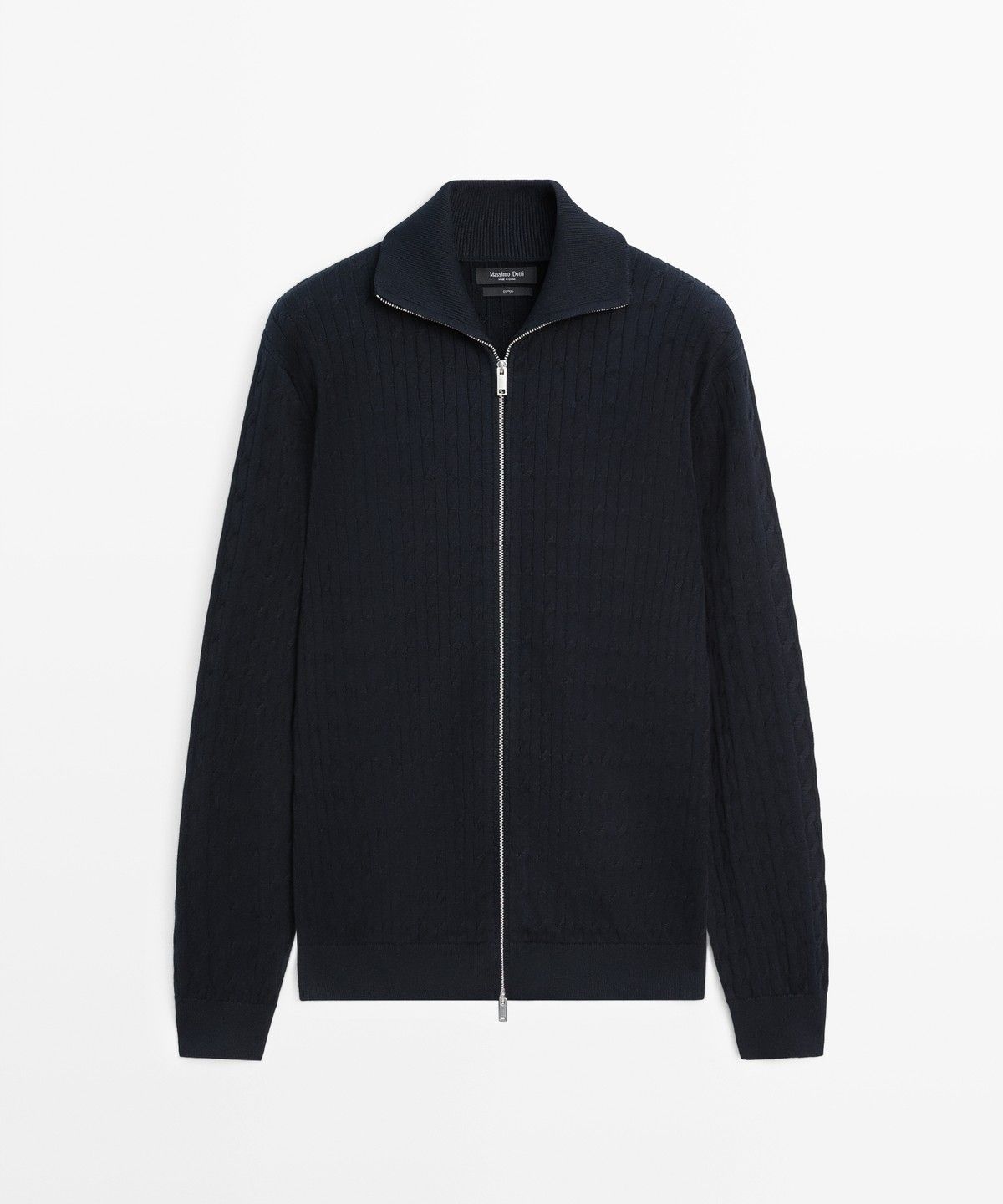 마시모두띠(MASSIMO DUTTI) 100% 코튼 브레이드 니트 가디건