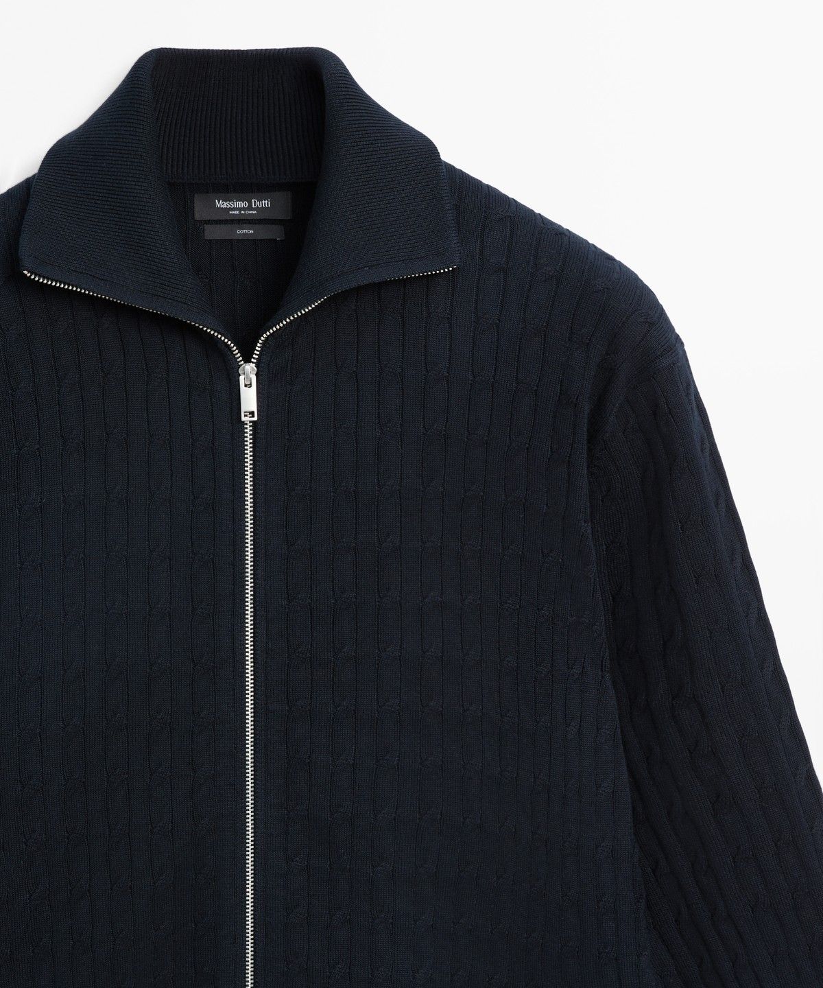 마시모두띠(MASSIMO DUTTI) 100% 코튼 브레이드 니트 가디건