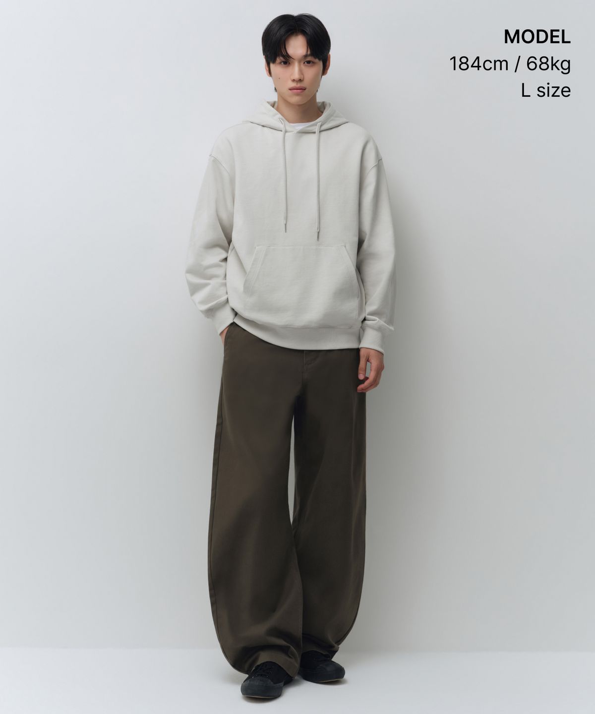 무신사 스탠다드(MUSINSA STANDARD) 오버사이즈 후디드 스웨트셔츠 [스톤 화이트]